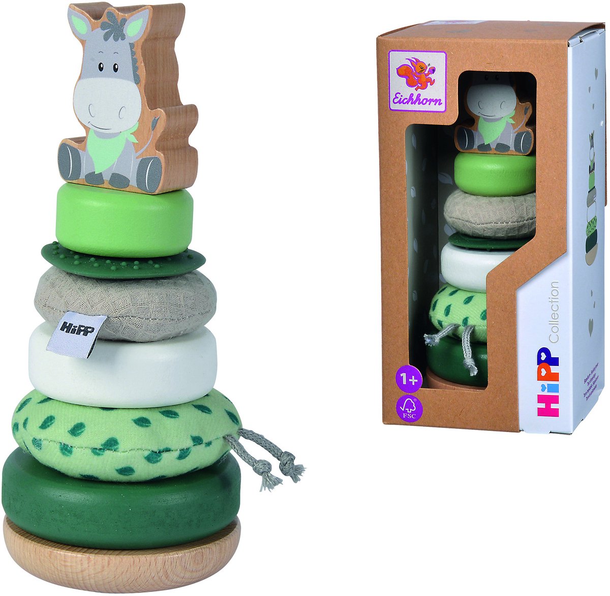 Eichhorn tour empilable en bois âne - jouets éducatifs pour bébé fsc.