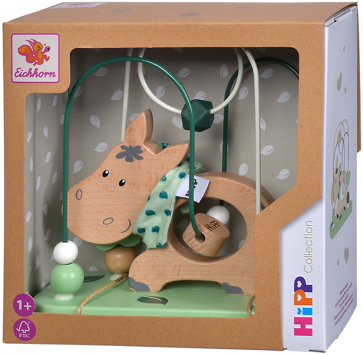 Jouet de motricité en bois Eichhorn - Âne - spirale colorée pour bébé.