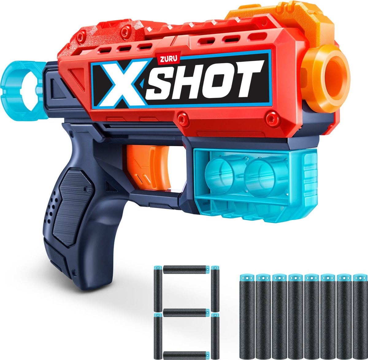 Zuru X-Shot Kickback avec 8 fléchettes