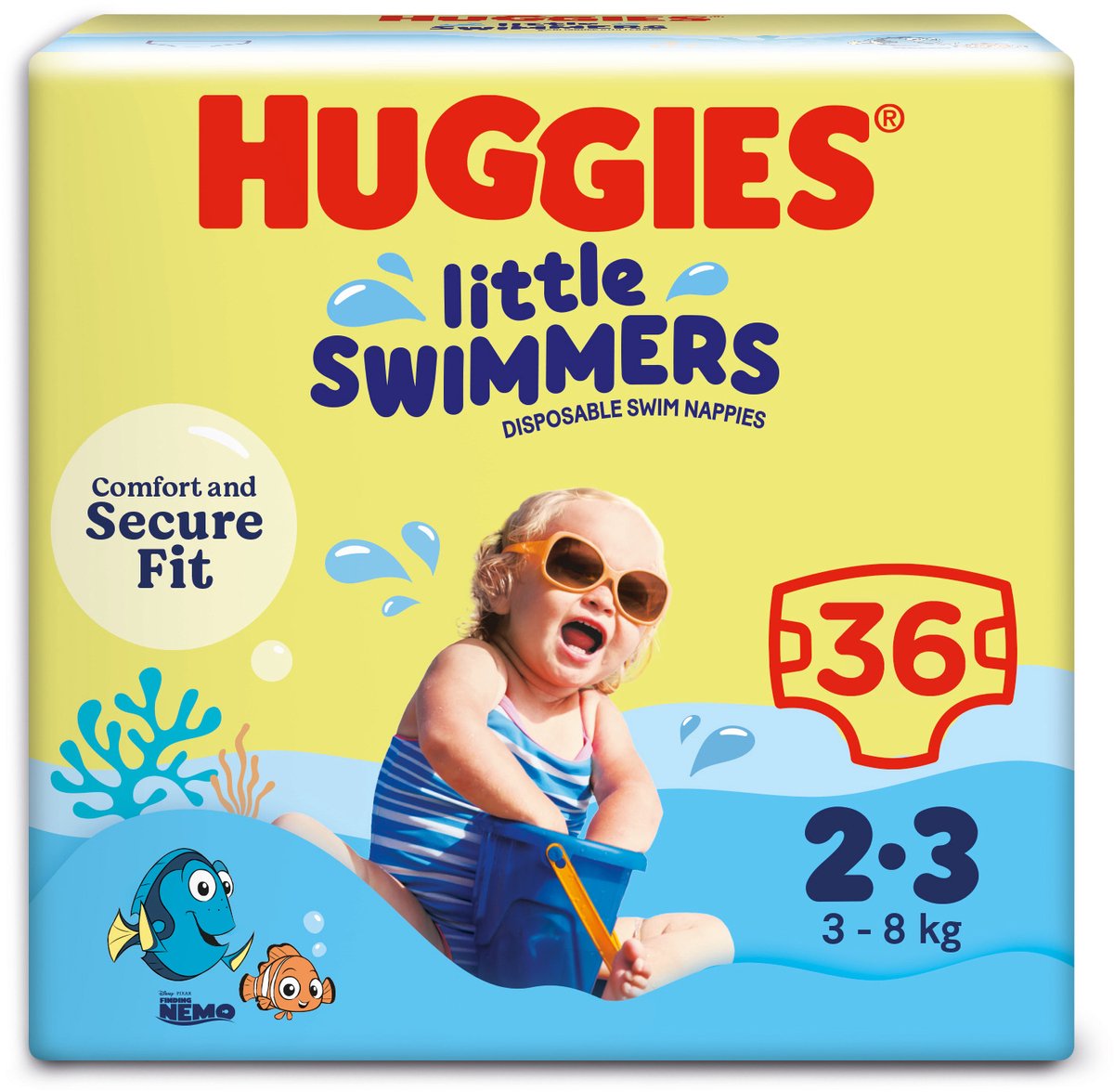 Huggies petits nageurs - couches de bain - taille 2 3 - (3 à 8 kg) - pack économique - 36 pièces
