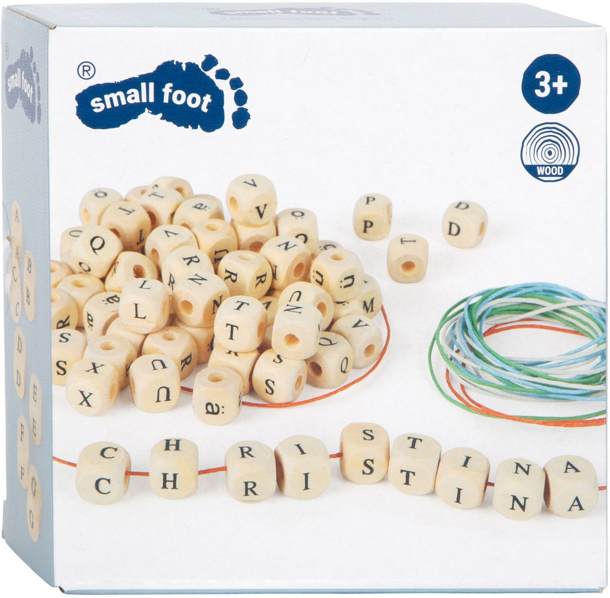 Small foot - confection de colliers de perles lettres en bois, 300 perles