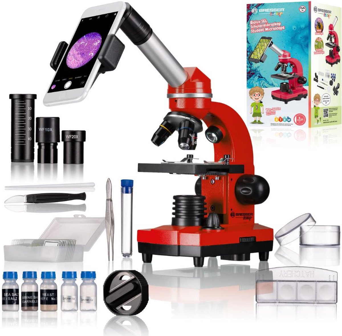 Microscope étudiant Bresser junior biolux sel - rouge