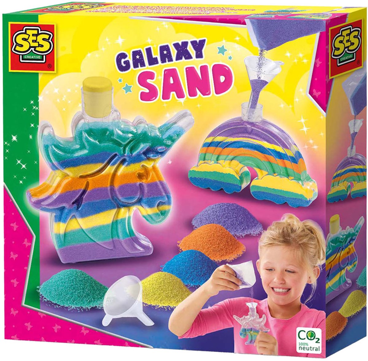 Ses galaxy sand art - licorne et arc-en-ciel