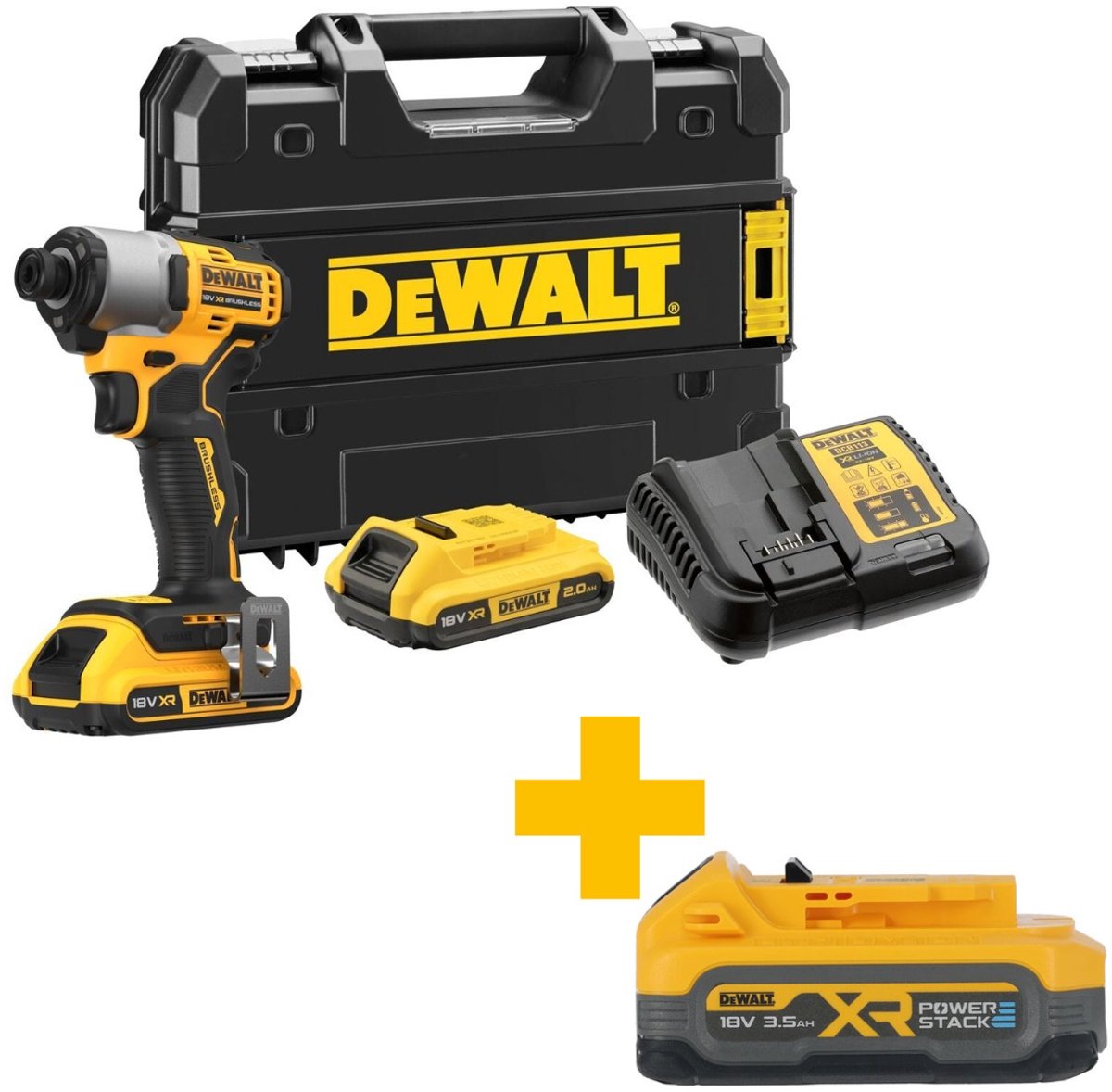 Tournevis à percussion à batterie Dewalt dcf840d2t 192nm 18v xr 2,0ah en tstak