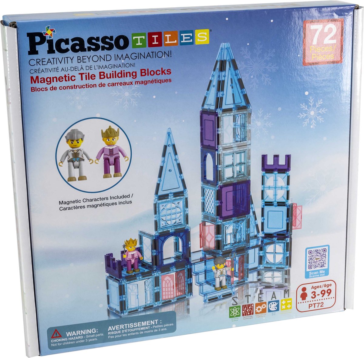 Tactique de tuiles Picasso - jouets de construction - tuiles magnétiques - tuiles magnétiques - thème hivernal - jouets à tige - jouets de construction créatifs - 72 pièces - à partir de 3 ans