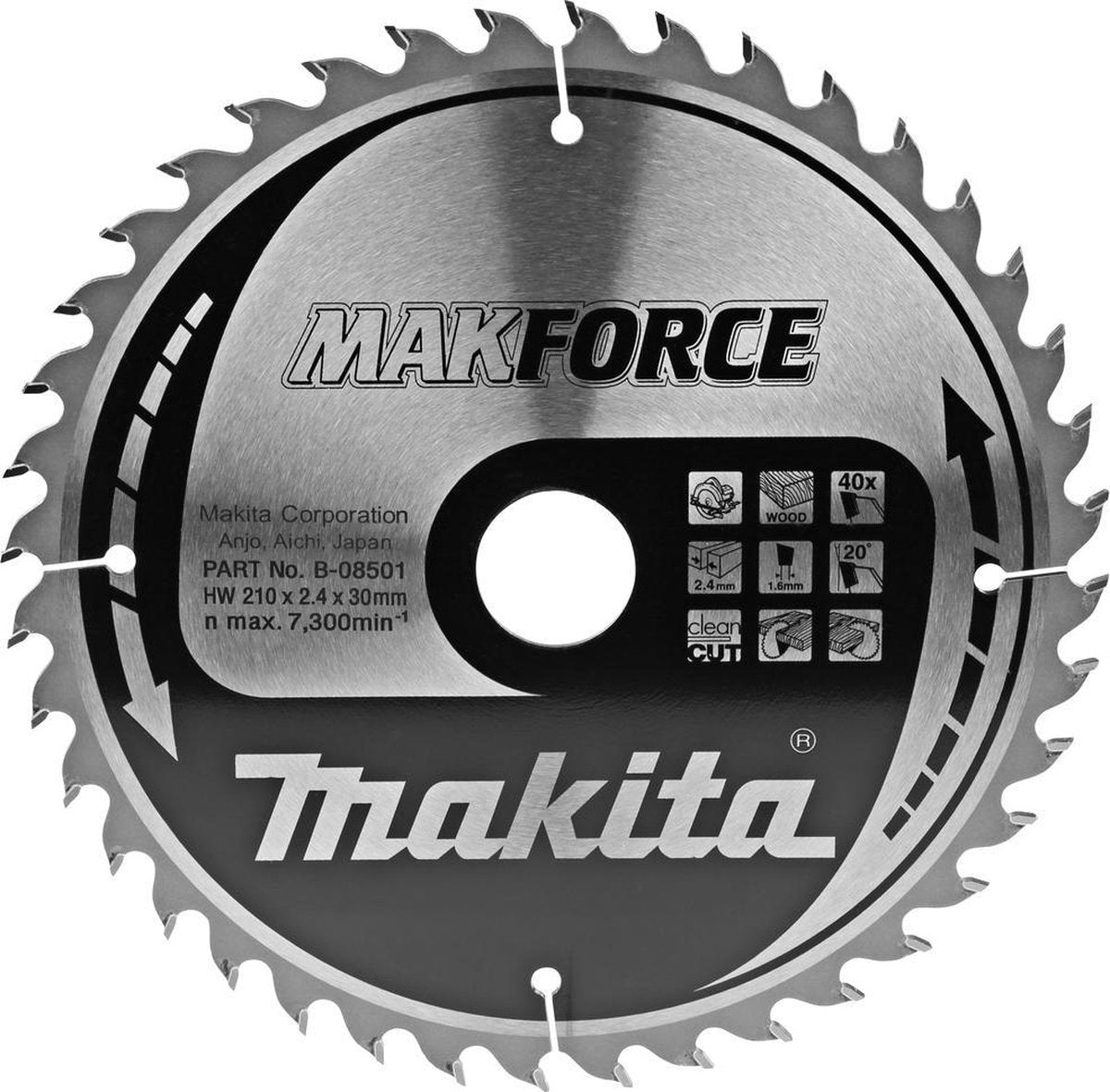 Lame de scie circulaire Makita pour le bois | forcer | ø 210mm trou d'axe 30mm 40t - b-08501