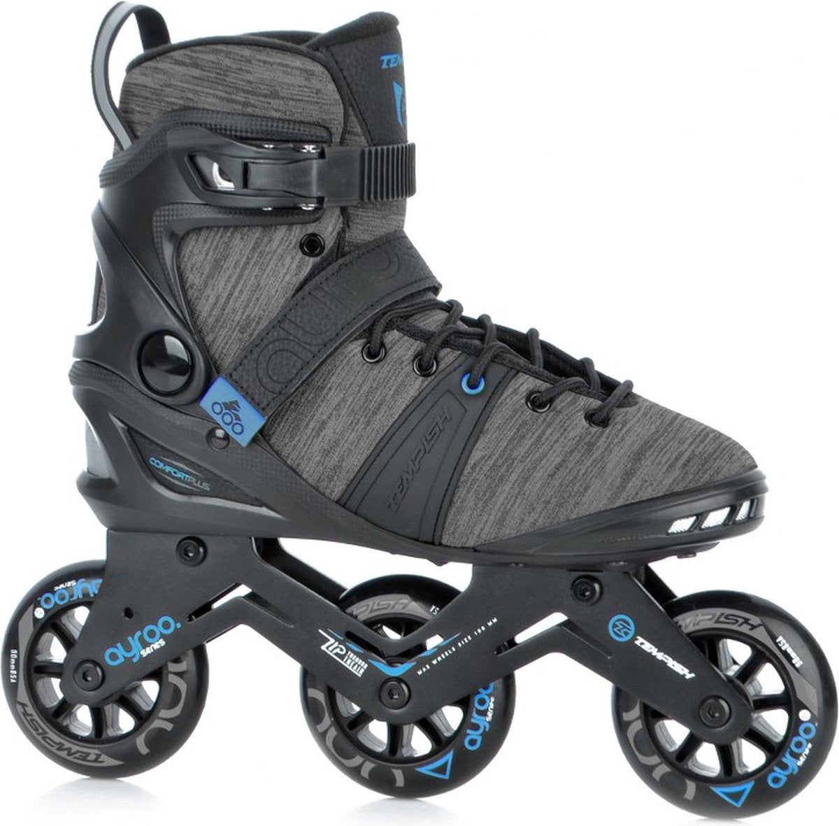 Tempish ayroo 3x90 rollers en ligne adultes - 3 roues 90mm - rollers de vitesse fitness - noir bleu - taille 44