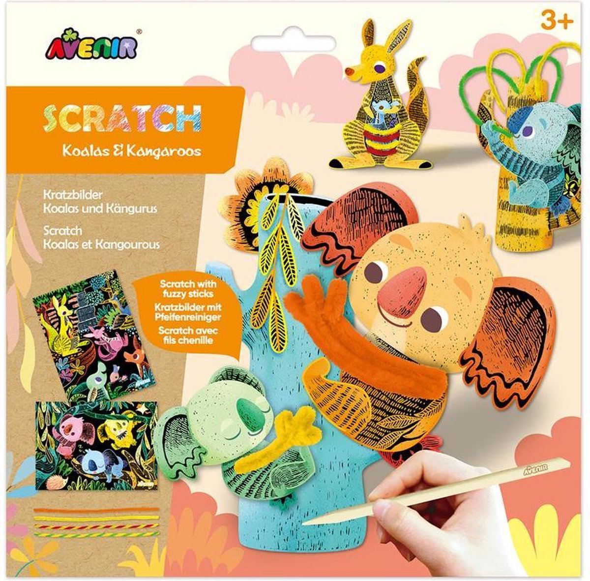 Avenir scratch and craft - koalas kangourous - avec cure-pipes - jeu créatif - 3+