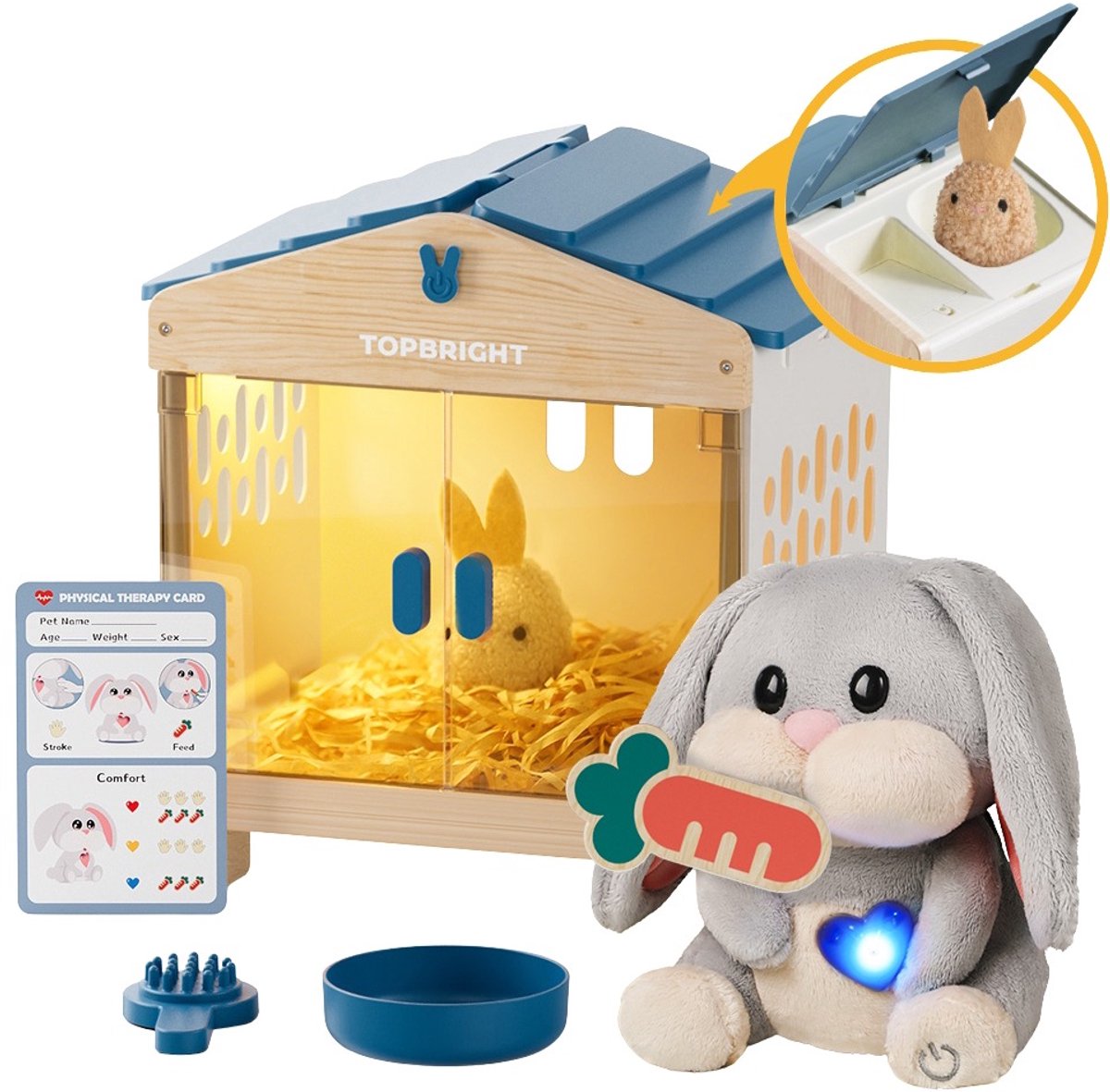 Topbright Care Pets Momie Lapin Jouet interactif en peluche