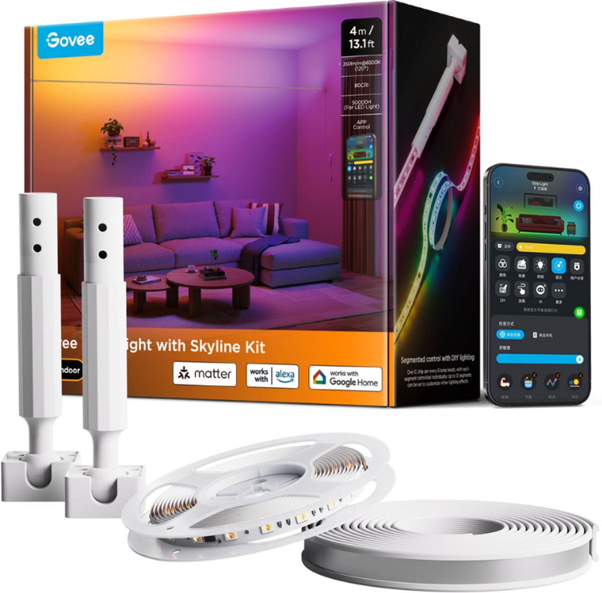 Bande LED Govee skyline 4m matière rgbicww - lèche-mur