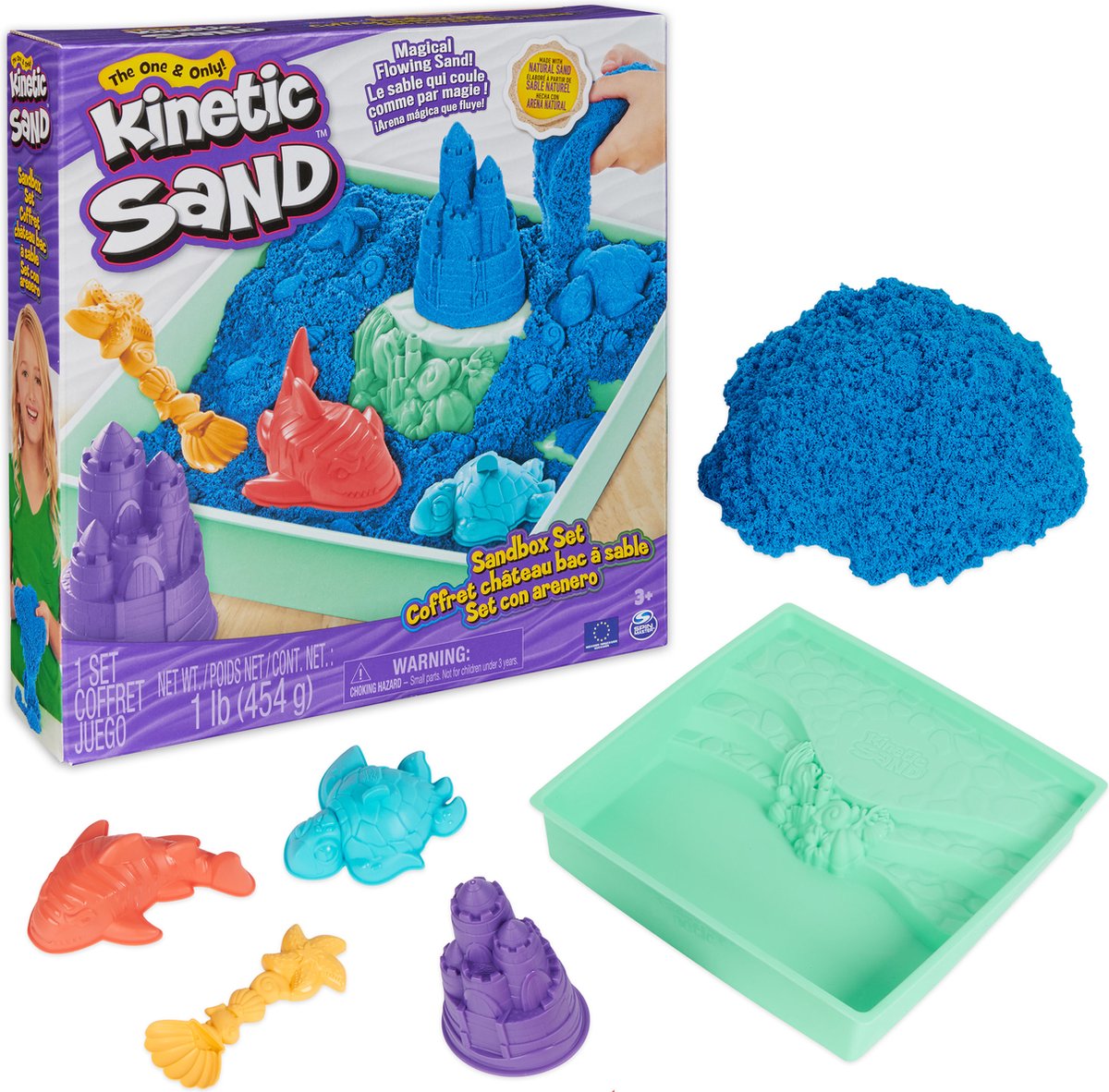 Sable cinétique - bac à sable avec 454 g de sable de jeu 4 formes et outils - jouets sensoriels - les styles peuvent varier