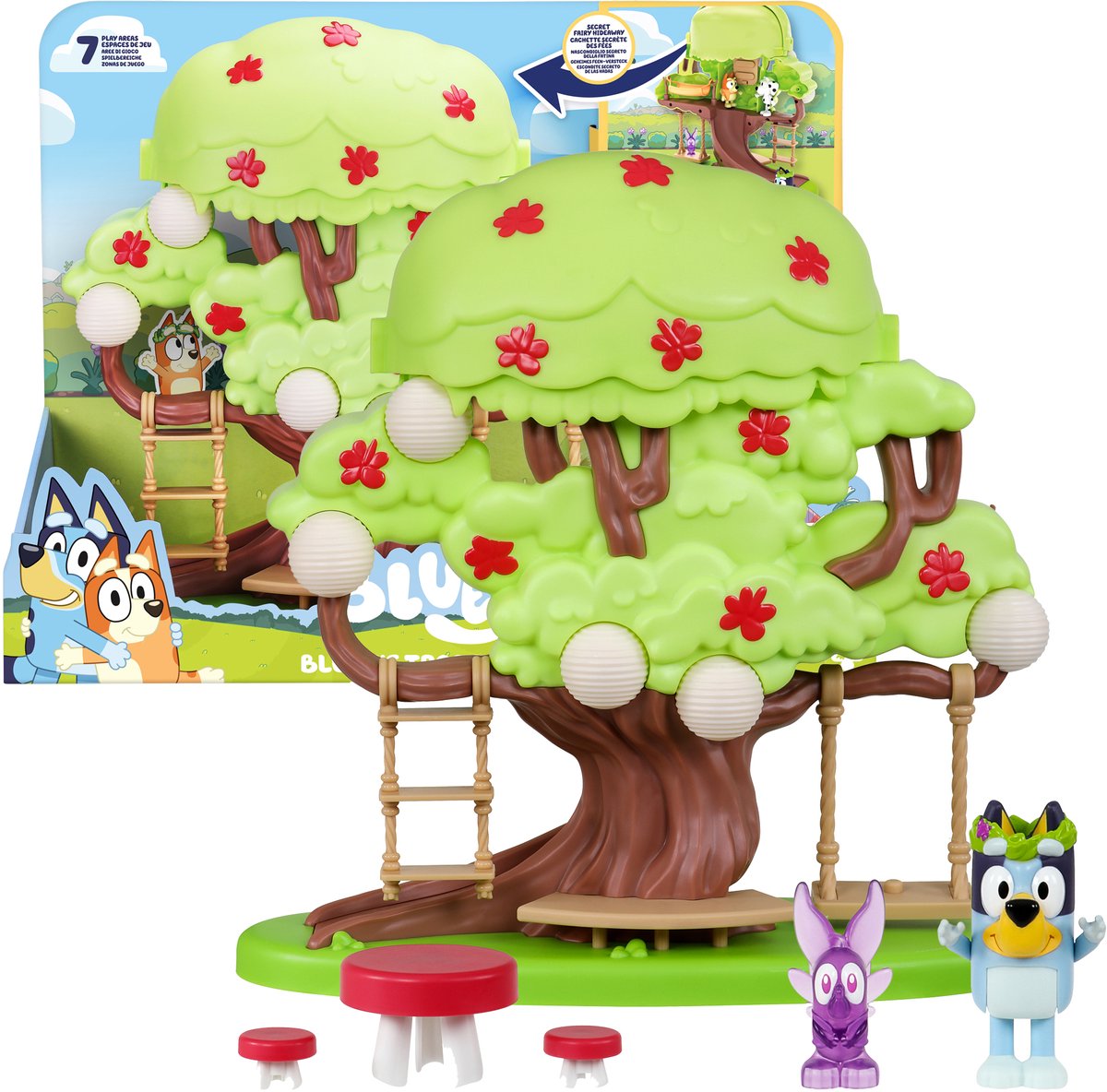 Moose Toys Bluey joue dans l'ensemble de jeu d'arbre, 6 pièces.