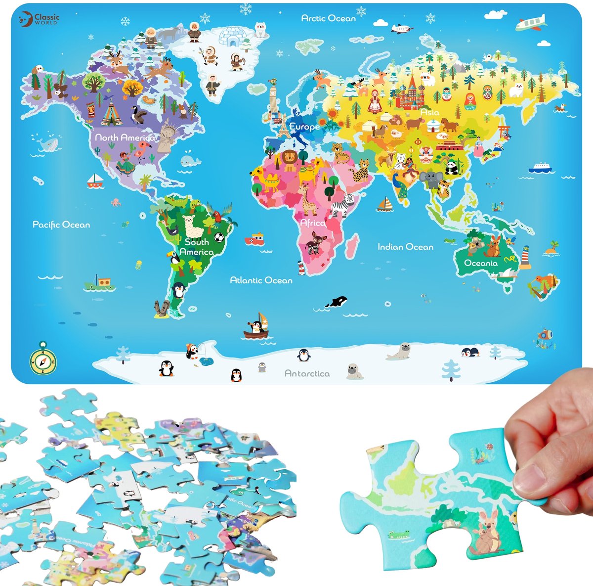 Carte du monde de puzzle du monde classique - 48 pcs.