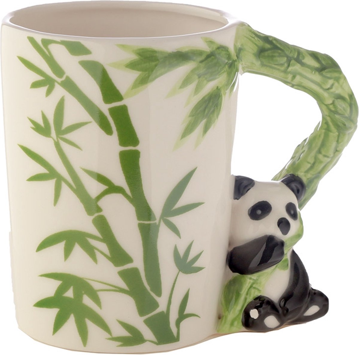 Mug en céramique avec anse en forme de bambou Panda