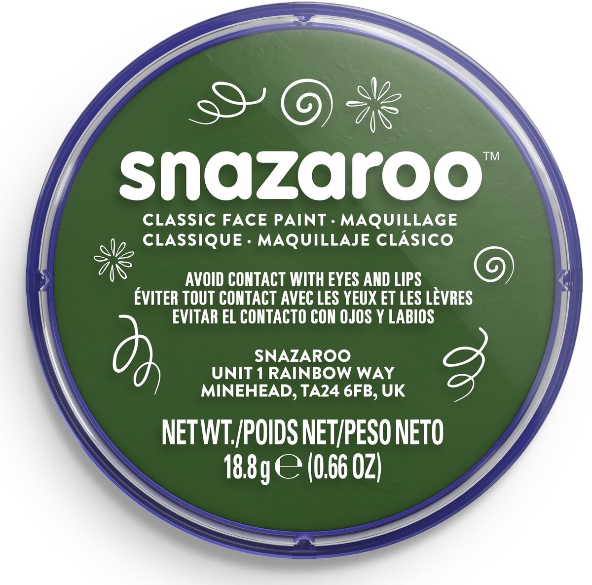 Snazaroo 1118455 - vert foncé - 18 ml de peinture pour le visage aqua peinture pour le visage pour enfants et adultes