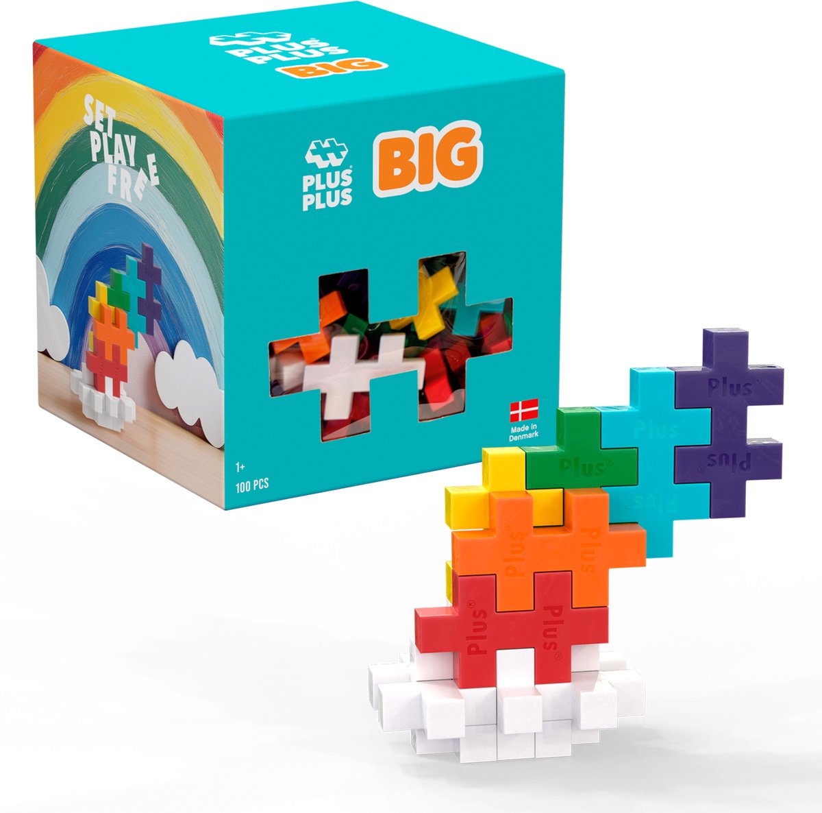 Jeu de construction Plus-Plus Big Rainbow Mix 100 pièces – 4354 – jouets de construction pour enfants à partir de 1 an – jouets de construction – ensemble avec blocs de construction