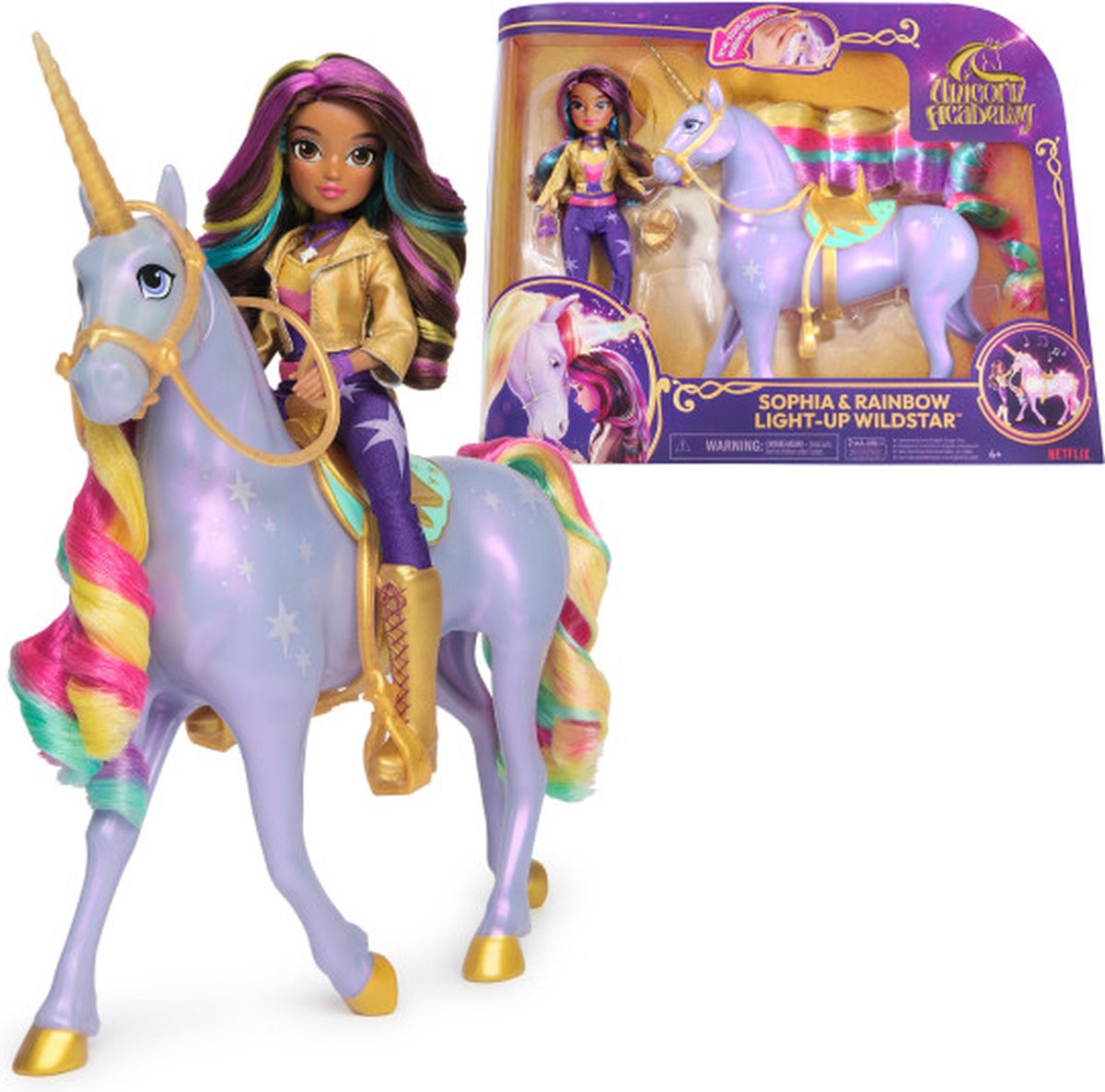 Coffret cadeau Unicorn Academy Licorne Wildstar Rainbow Light Up Pop Sophia