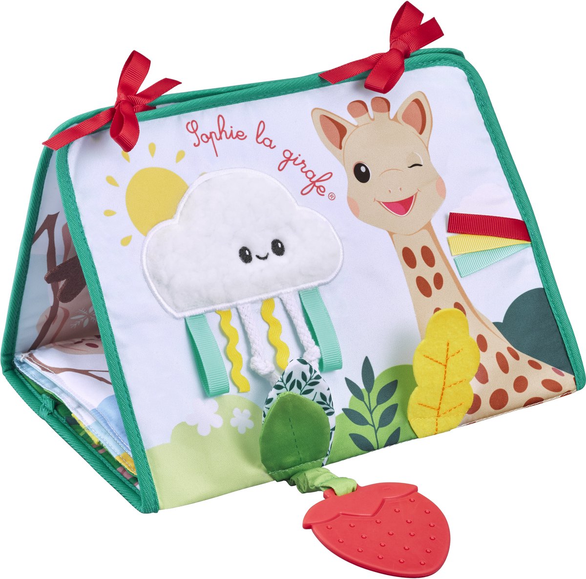 Sophie la girafe Cahier de jeu dépliable Ophie la girafe - livre doux pour bébé avec textures, miroir, sons et activités dans la jungle, la mer et les montagnes - livre d'éveil pour la découverte sensorielle et le développement moteur