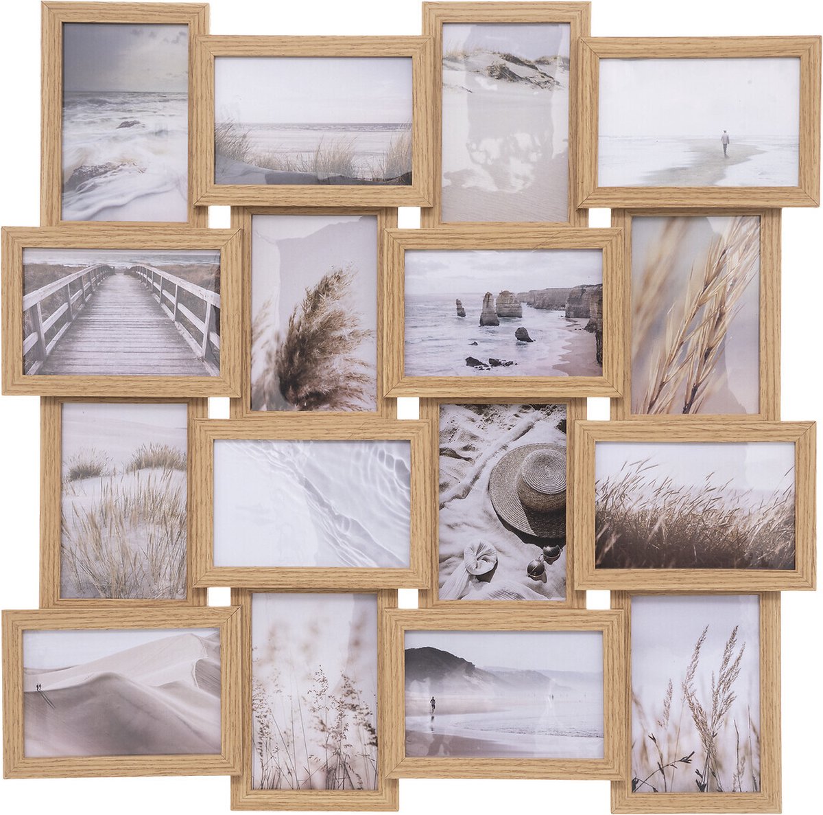 Atmosphera fotokader - 16 foto's - hout - 58 x 58 cm