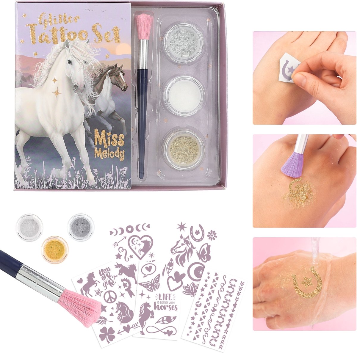 Depesche - tatouages à paillettes Miss Melody - chevaux de nuit
