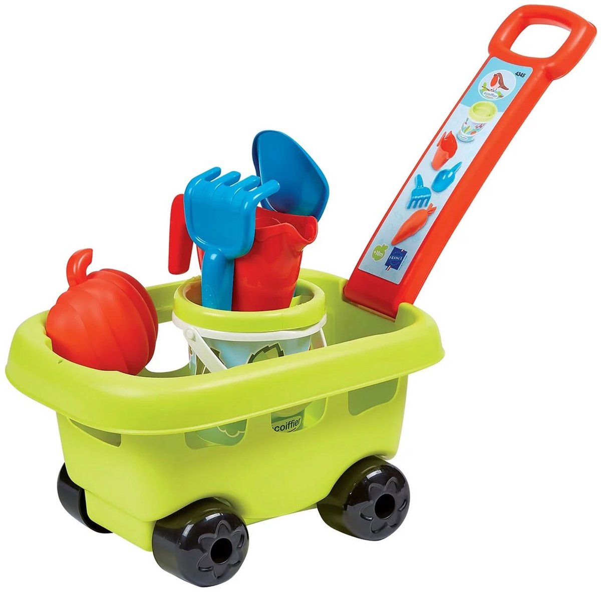 Ecoffier ecoiffier bac à sable set seau spatule grabki arrosoir moule + chariot sur roulettes