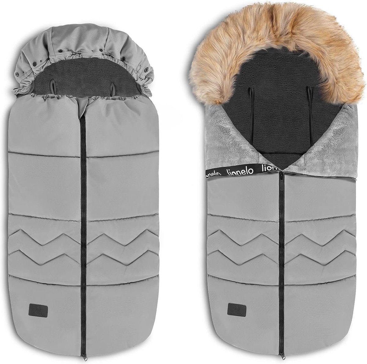 Sac de couchage Lionelo Frode pour enfant - pour luge - siège auto-poussette - anti-allergique - imperméable - chaud - fourrure - hiver - 90x45 cm