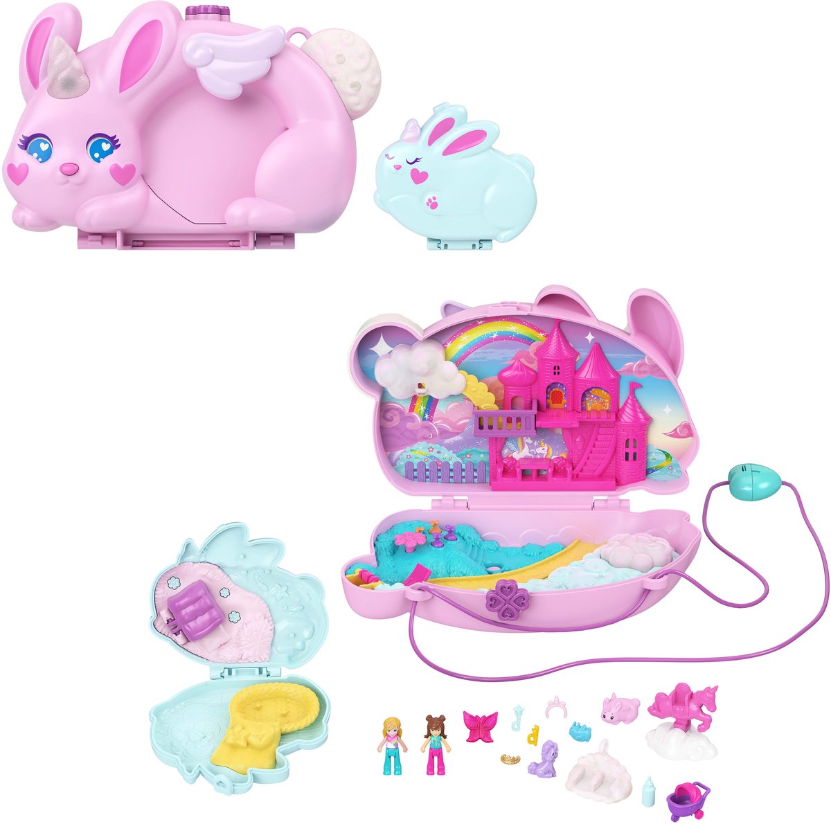 Polly pocket 2-en-1 Bunny Fun - sac avec ensemble de jeu compact