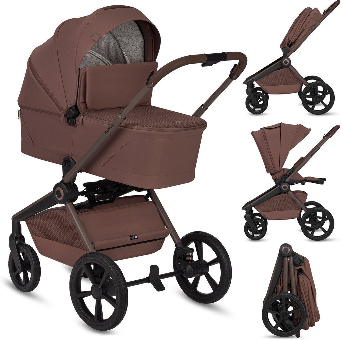Ensemble poussette 3en1 Lionelo Freya – nacelle, poussette astrid i-size siège auto (40–87 cm) – premium – de la naissance à 22 kg – roues PU avec suspension – siège réversible – capote UPF50+