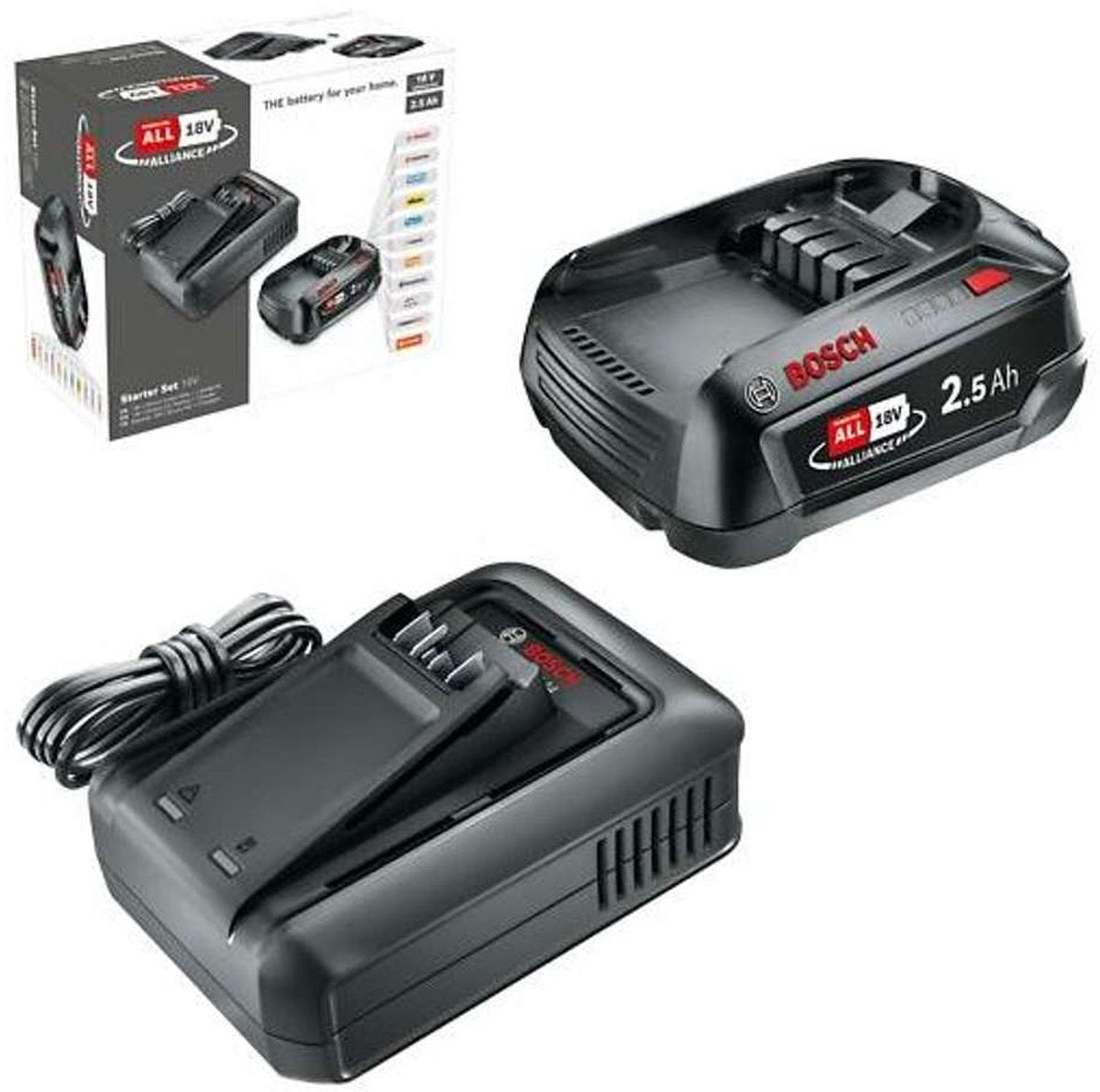 Bosch grs kit de démarrage chargeur de batterie 18v 2,5ah