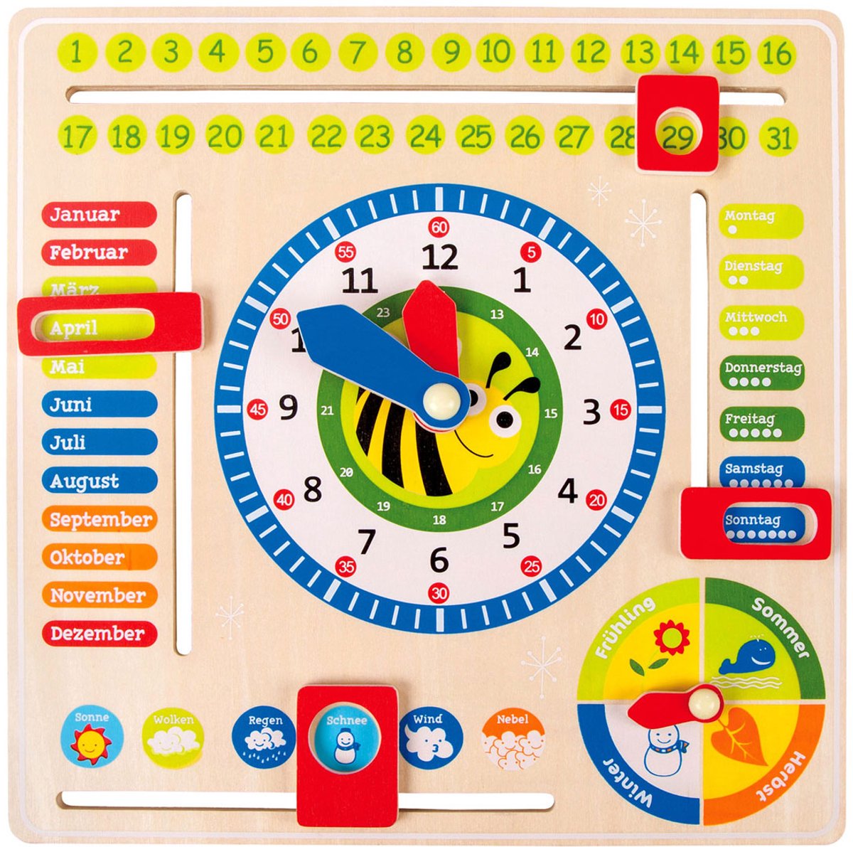 Small foot - horloge calendrier en bois saisons à (allemand)