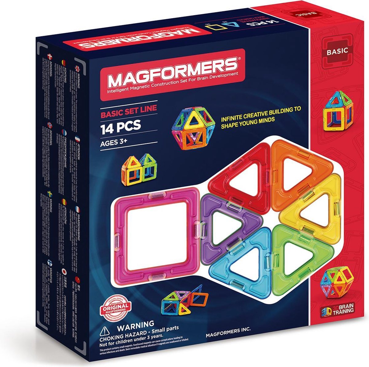 Magformers basic set - jeu de construction 14 pièces - jouets magnétiques - jouets 3,4,5,6,7 ans garçons et filles - jouets Montessori - jouets éducatifs - jouets de construction