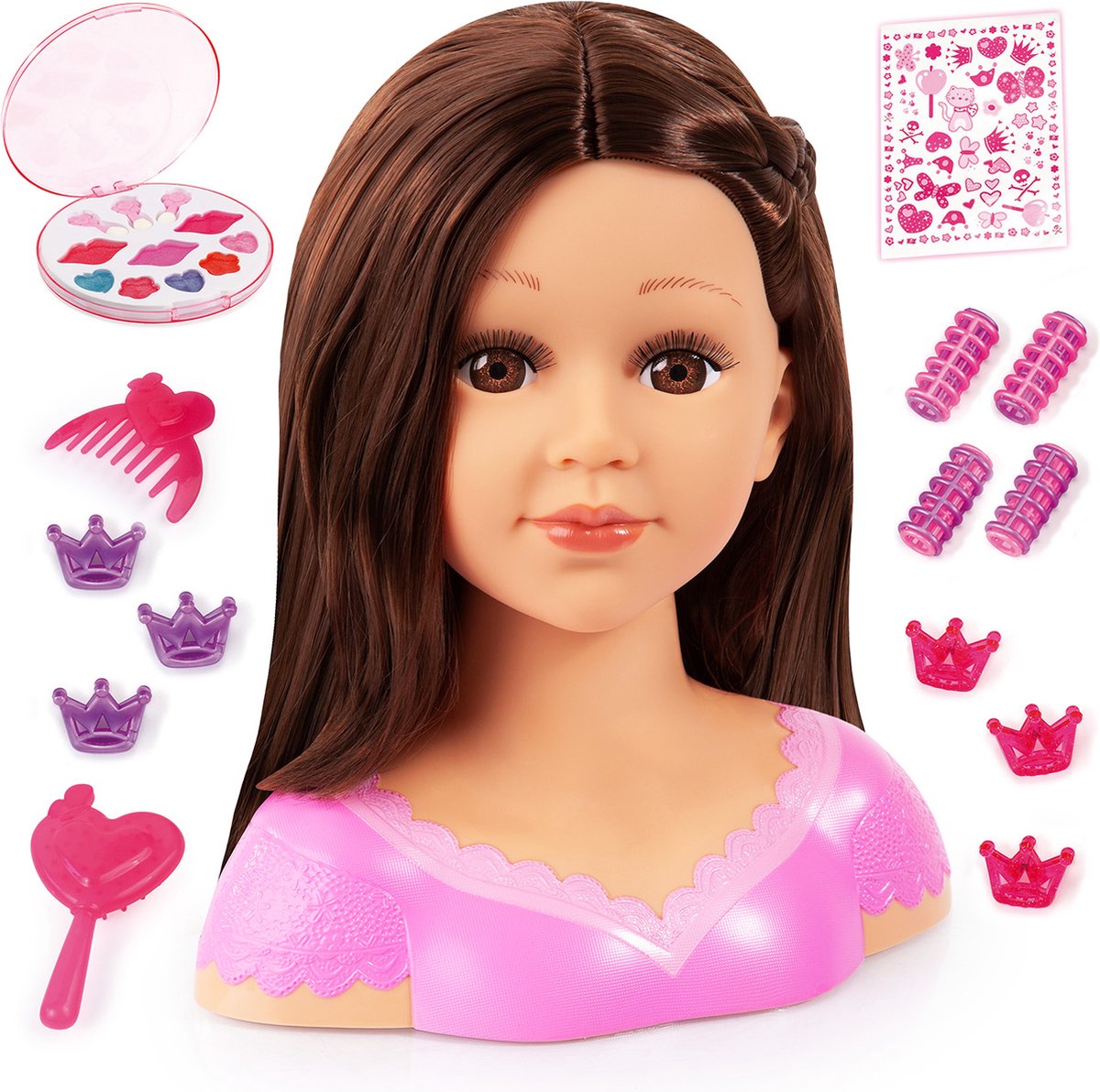 Design Bayer - tête à capuche Charlene super modèle - cheveux bruns