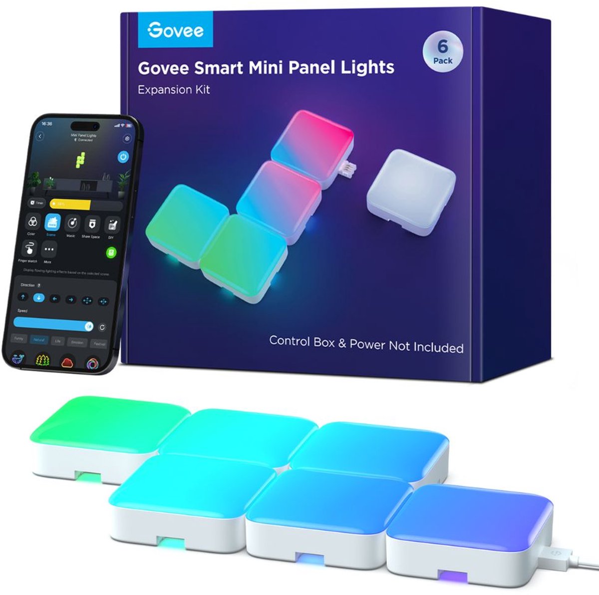 Les panneaux muraux intelligents Govee comptent rgbic - 6 mini panneaux - kit d'extension