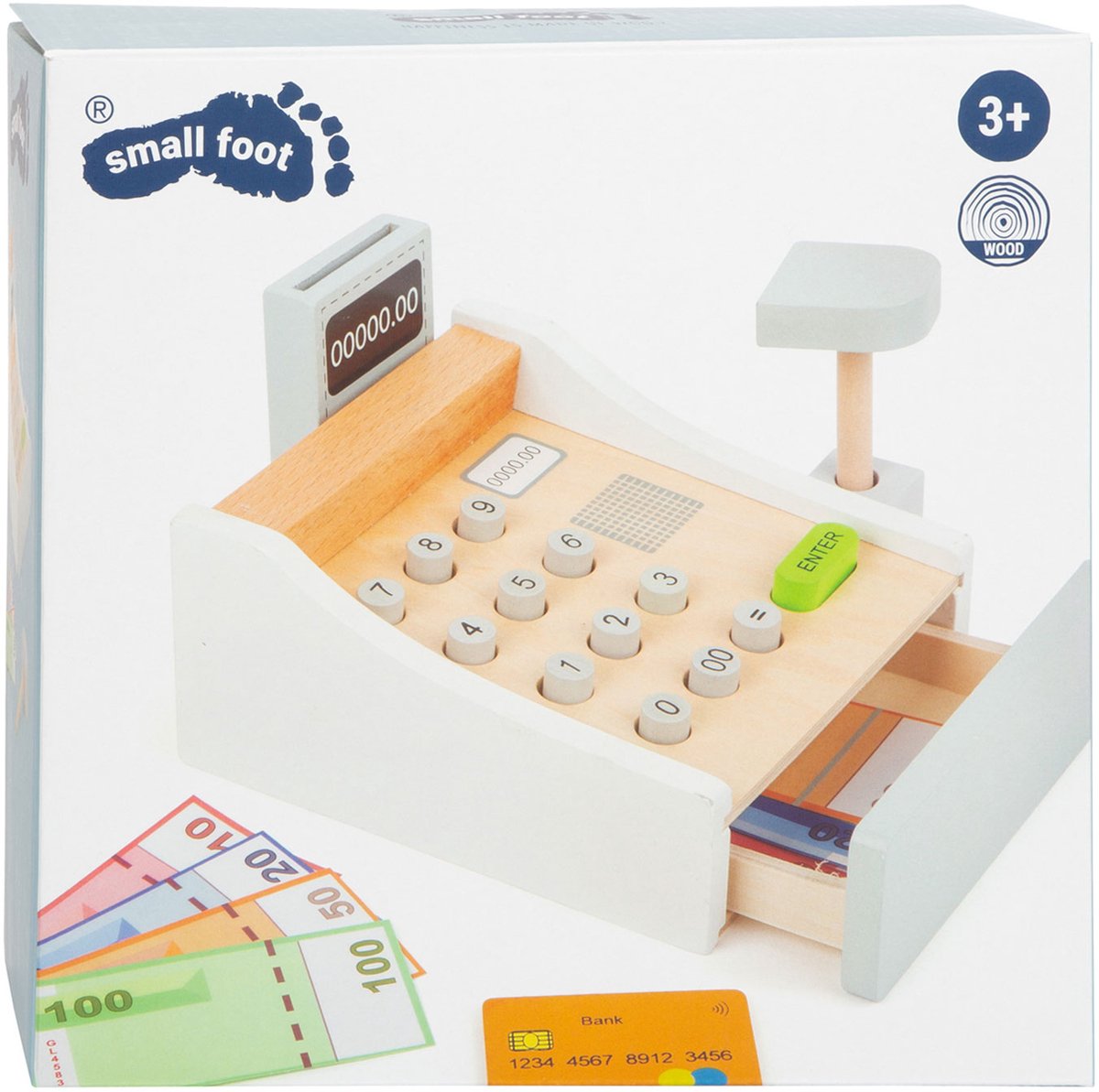 Petit pied - Caisse de jouets en bois avec accessoires, 15dlg.