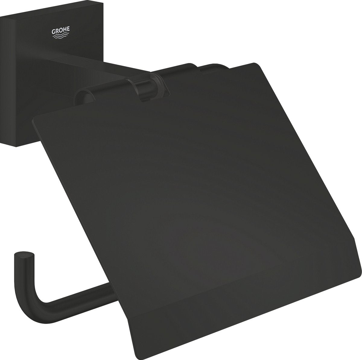 Porte-rouleau de papier toilette Grohe quickfix start cube - avec couvercle - noir mat