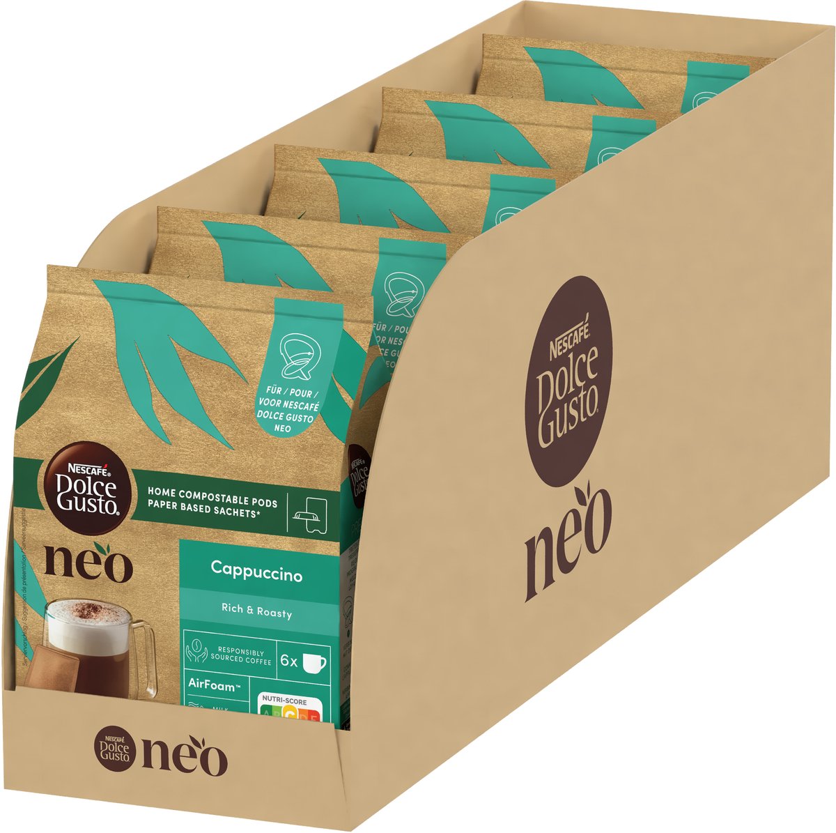 Dosettes de café et sachets cappuccino Nescafé dolce gusto neo - 5x 6 dosettes + 6 sachets pour 6 tasses de café