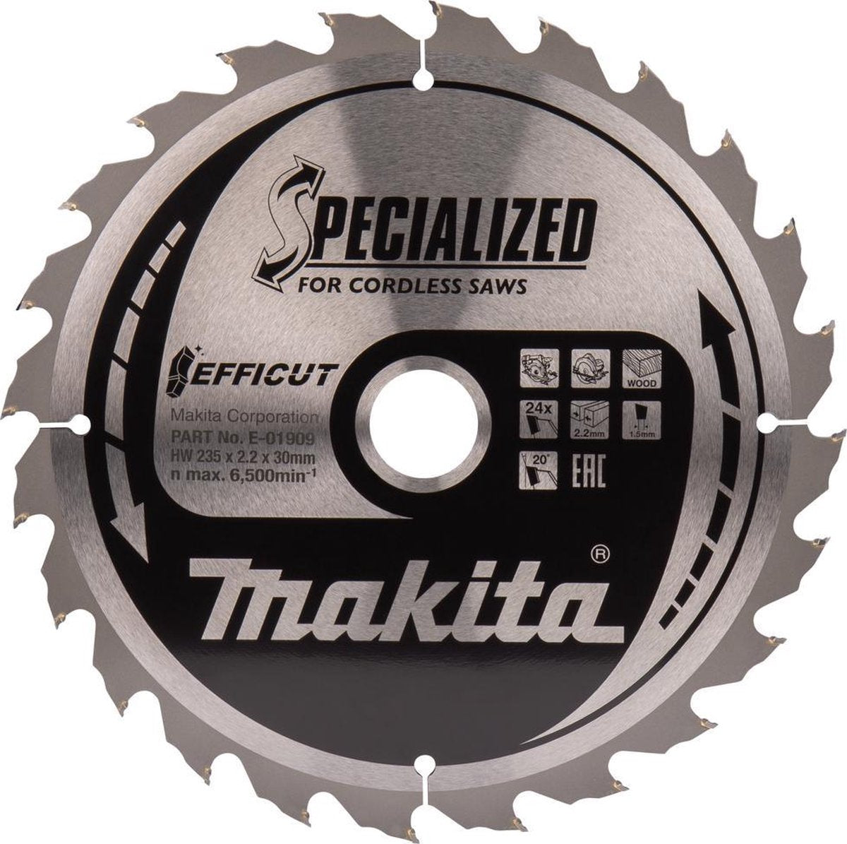 Lame de scie circulaire Makita pour le bois | efficace | ø 235mm trou d'axe 30mm 24t - e-01915