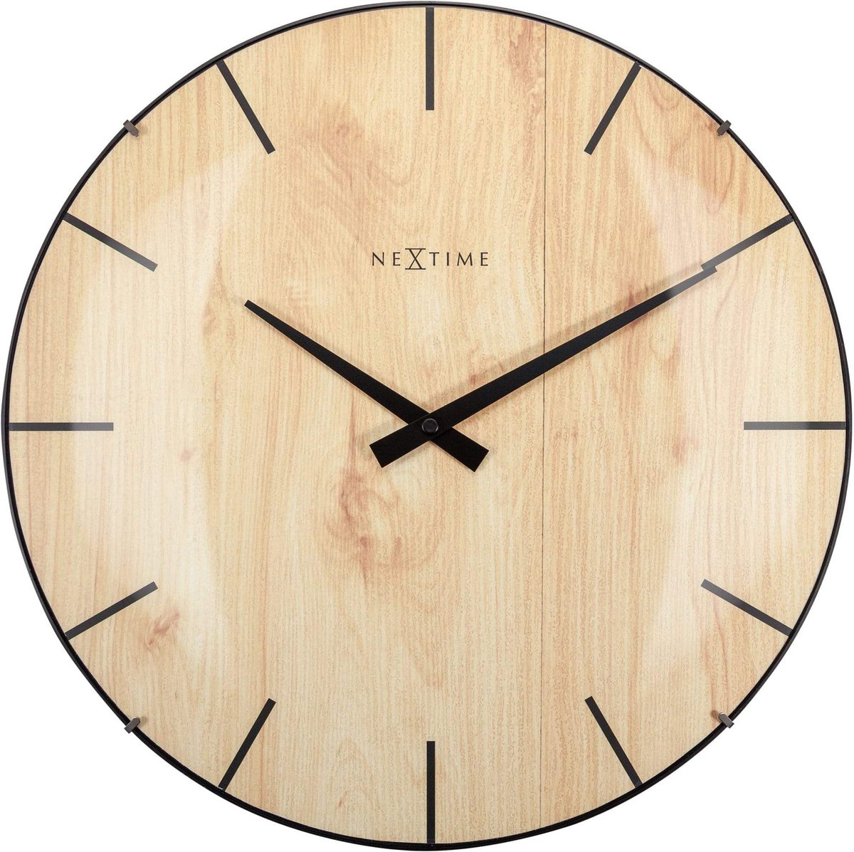 Nexttime ne-3249 horloge murale bord-bois-dôme dia 35cm plastique marron clair