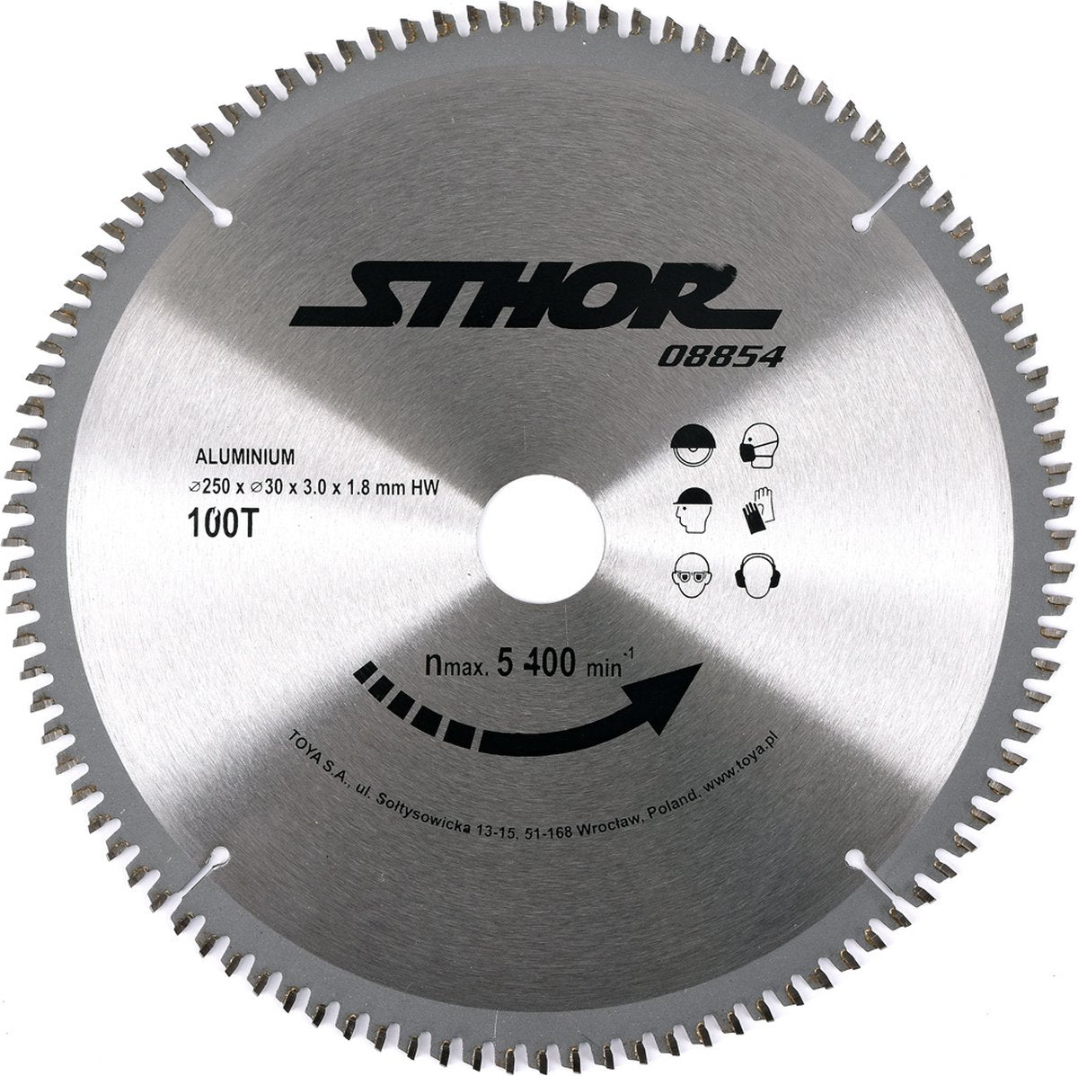 Lame de scie circulaire Sthor ø250mm - 100t -diamètre intérieur 30 mm - pour aluminium