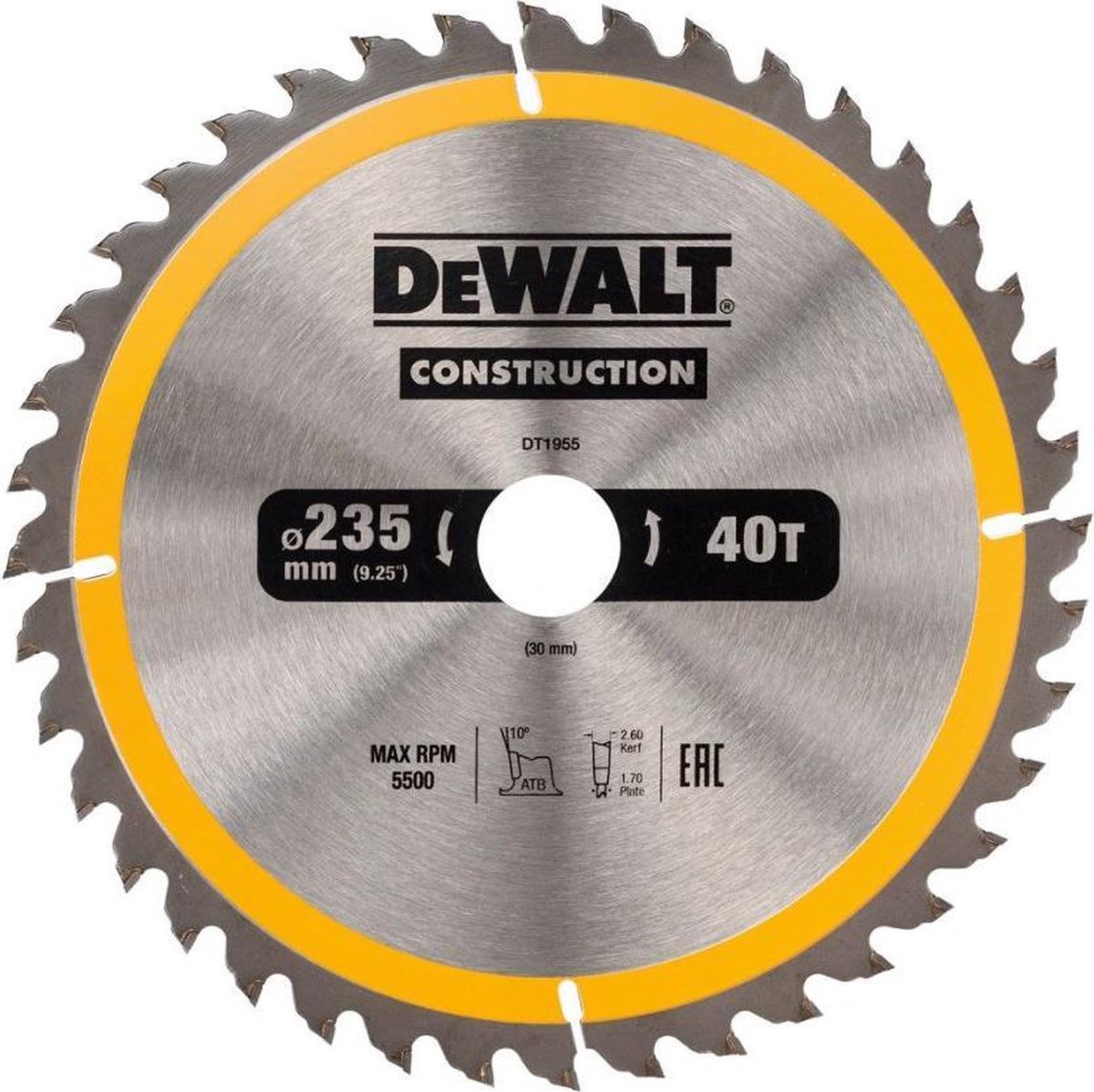 Lame de scie circulaire Dewalt pour le bois | construction | ø 184mm trou d'axe 20mm 24t - dt1951-qz
