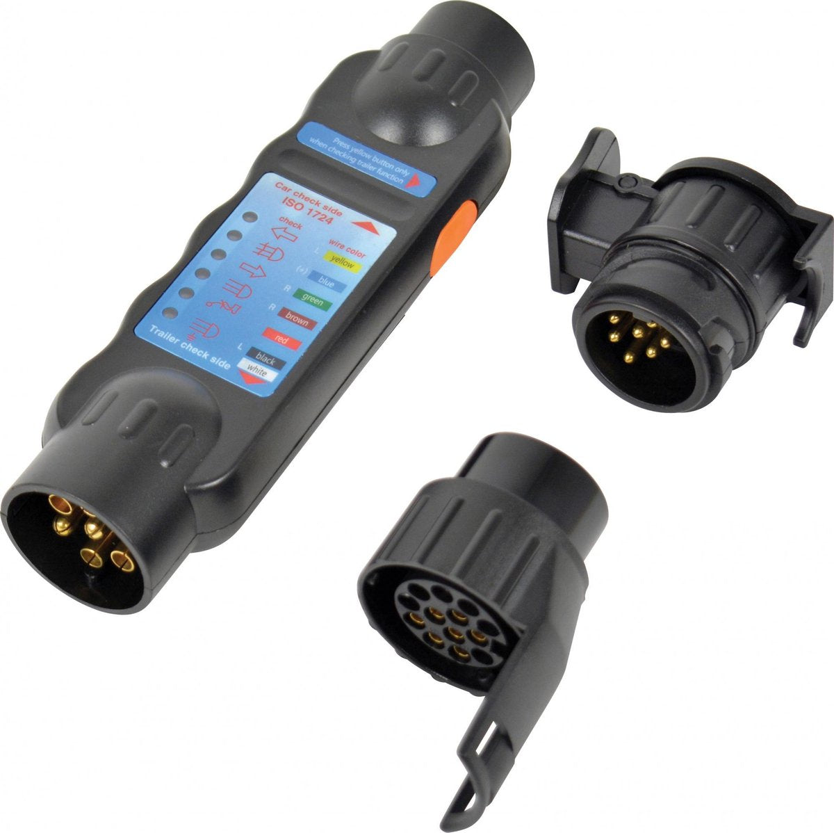 testeur de prise avec 2 adaptateurs 7 13 broches 12 Volt noir
