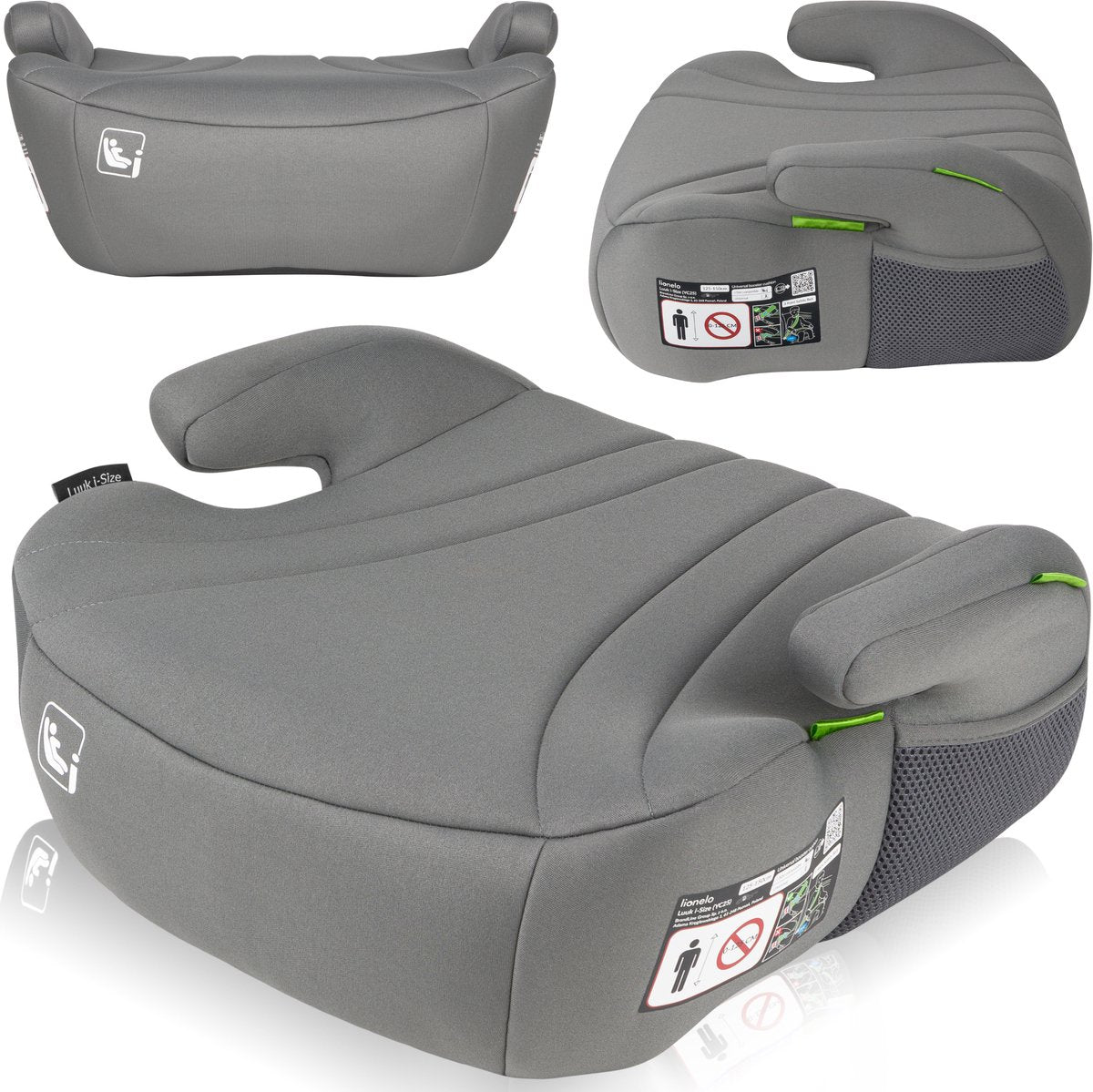 Lionelo luuk i-size - rehausseur voiture 6-12 ans 125-150 cm - rehausseur large avec mousse EPE - accoudoirs ergonomiques - housse lavable - siège auto