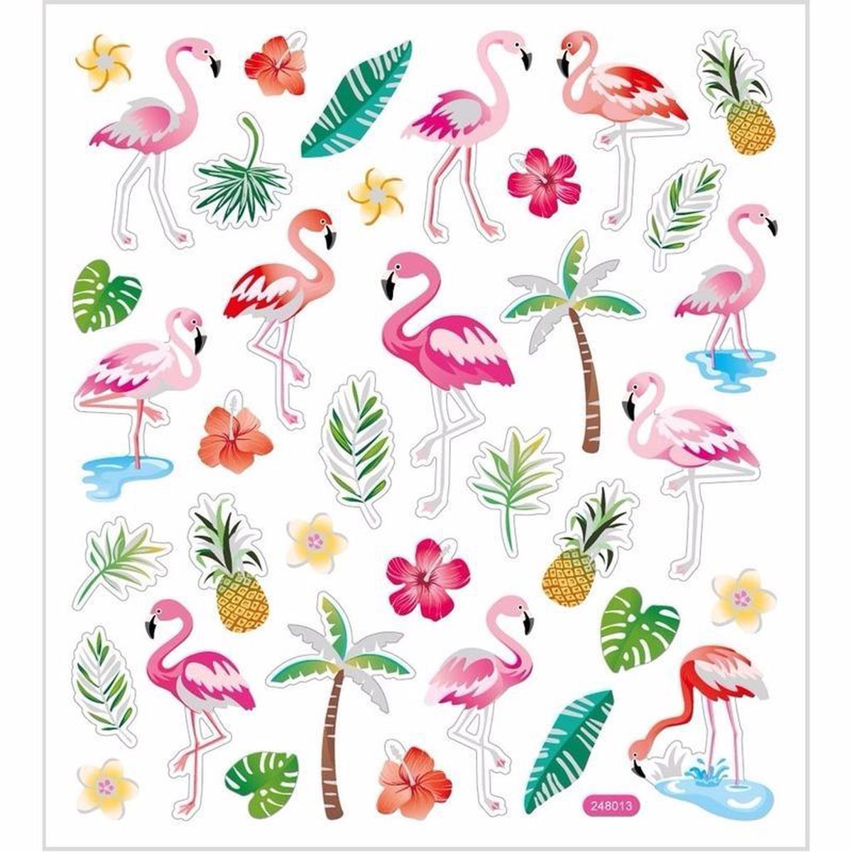 Autocollants Creativ company, flamant rose, feuille 15x16,5 cm, env. 37 pièces, 1 feuille
