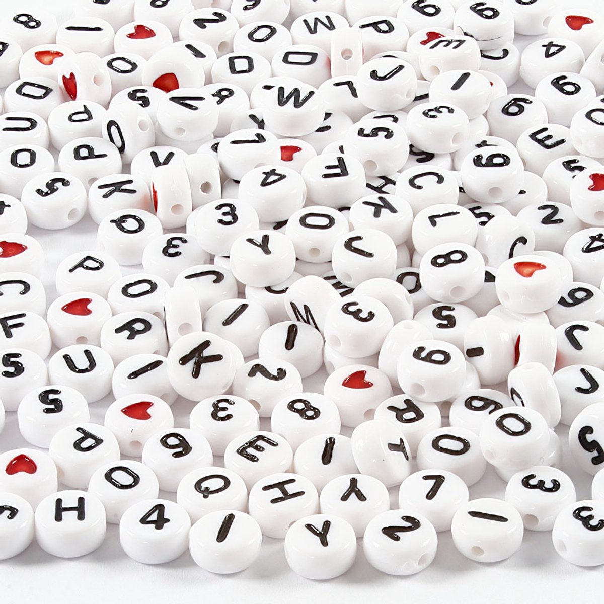 Perles lettres Creativ Company, taille 7 mm, diamètre du trou 1,2 mm, env. 1500 pièces, blanc, 200 g 1 boîte
