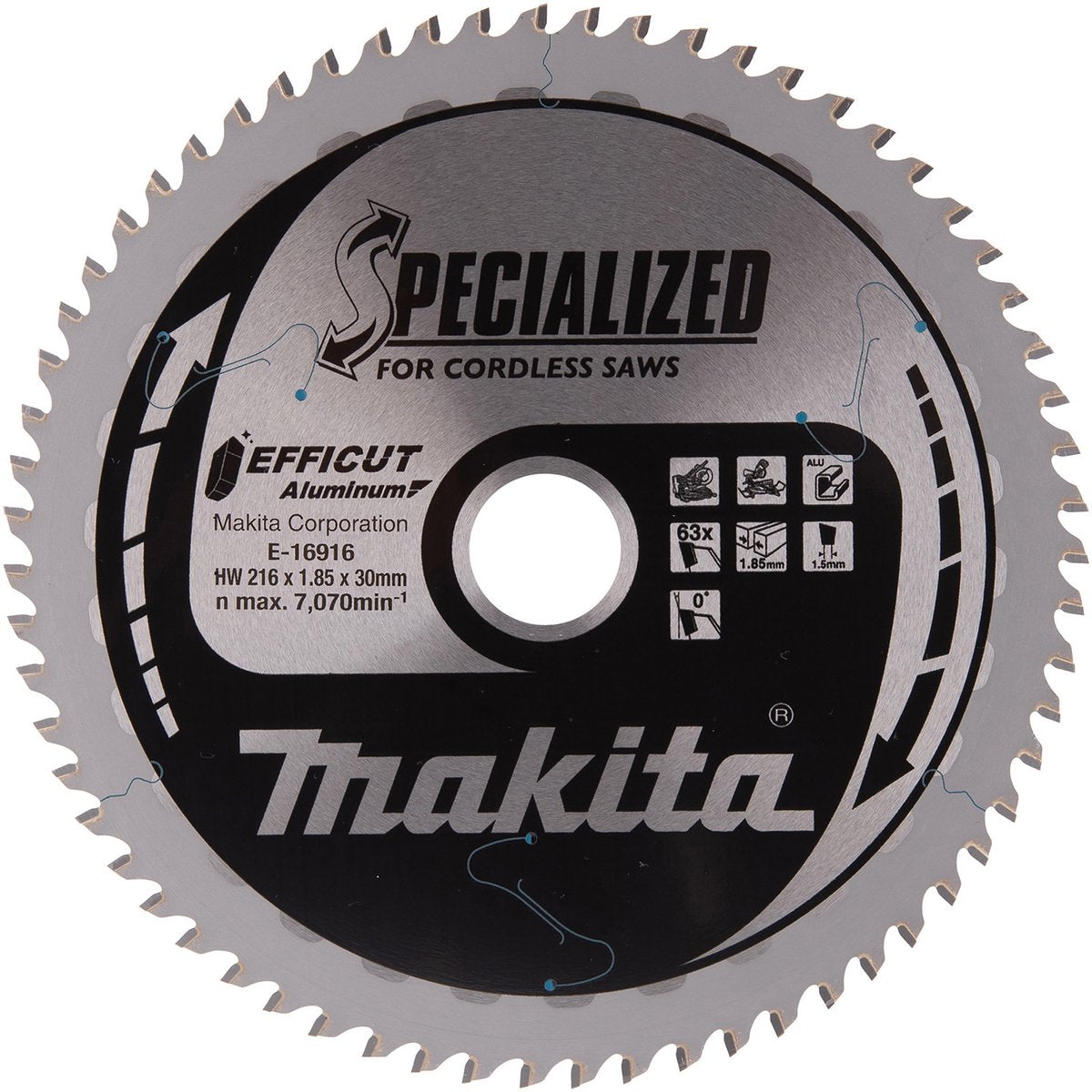 Lame de scie circulaire Makita pour aluminium | spécialisé | ø 216mm trou d'axe 30mm 63t - e-16916