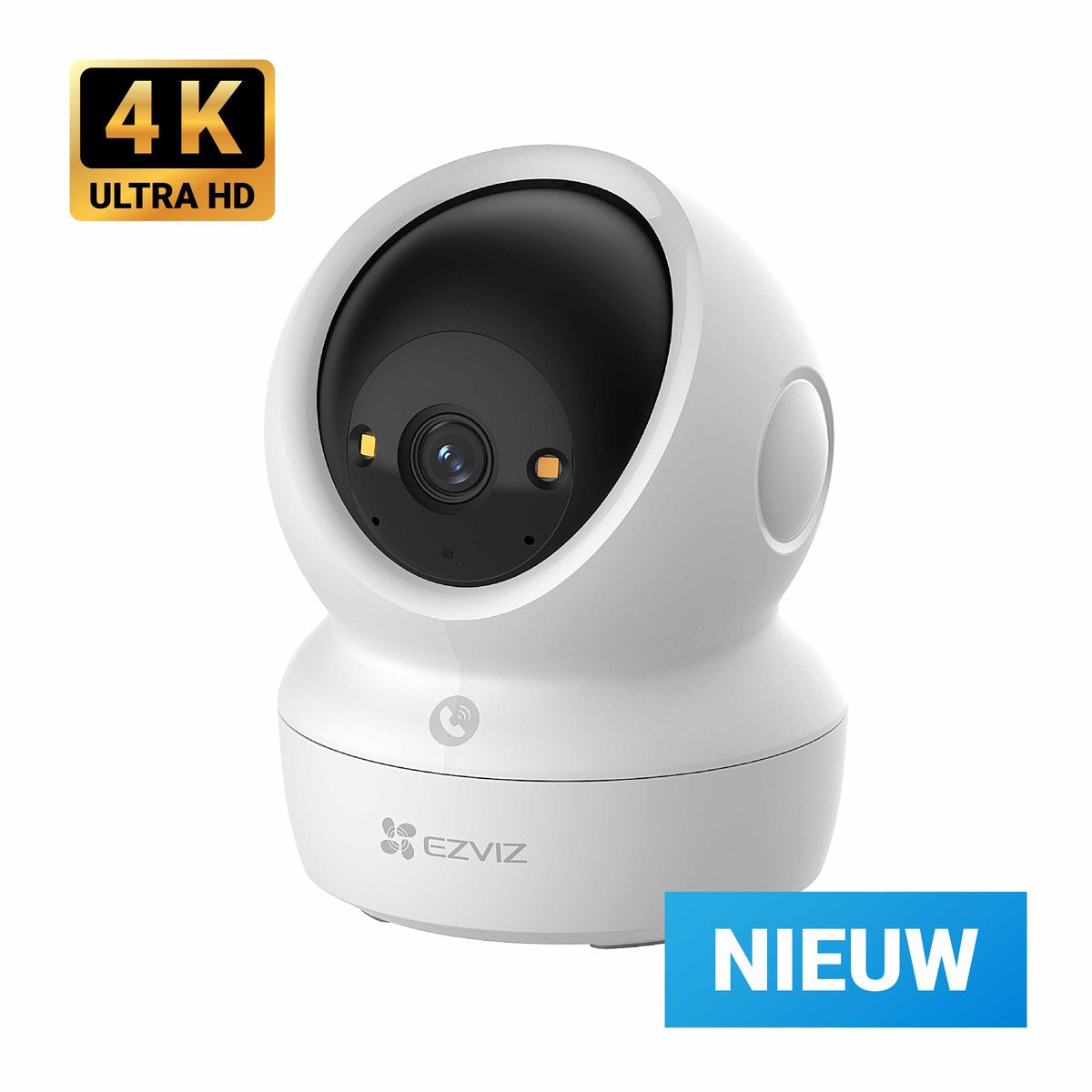 Caméra de sécurité intérieure Ezviz h6c 4k - Pan/inclinaison à 360° - mode nuit - détection humaine - caméra pour animaux de compagnie - petcam - détection de mouvement et de son - audio bidirectionnel - pas de frais mensuels