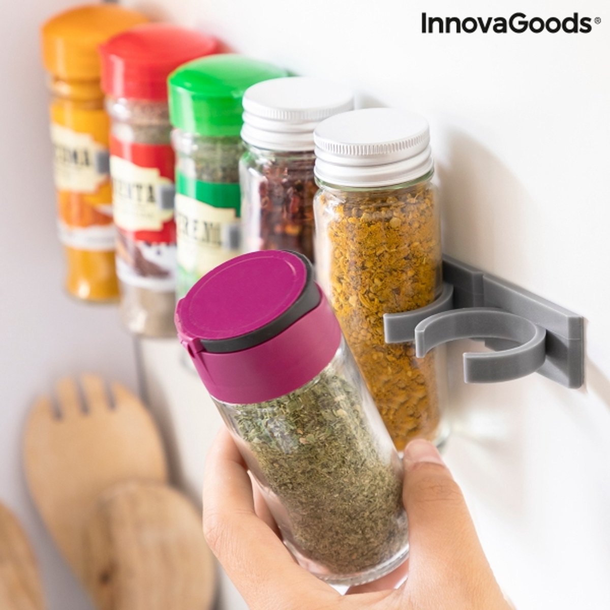 Innovagoods - jarlock - étagère à épices - autocollante et divisible - suspendue - 5x