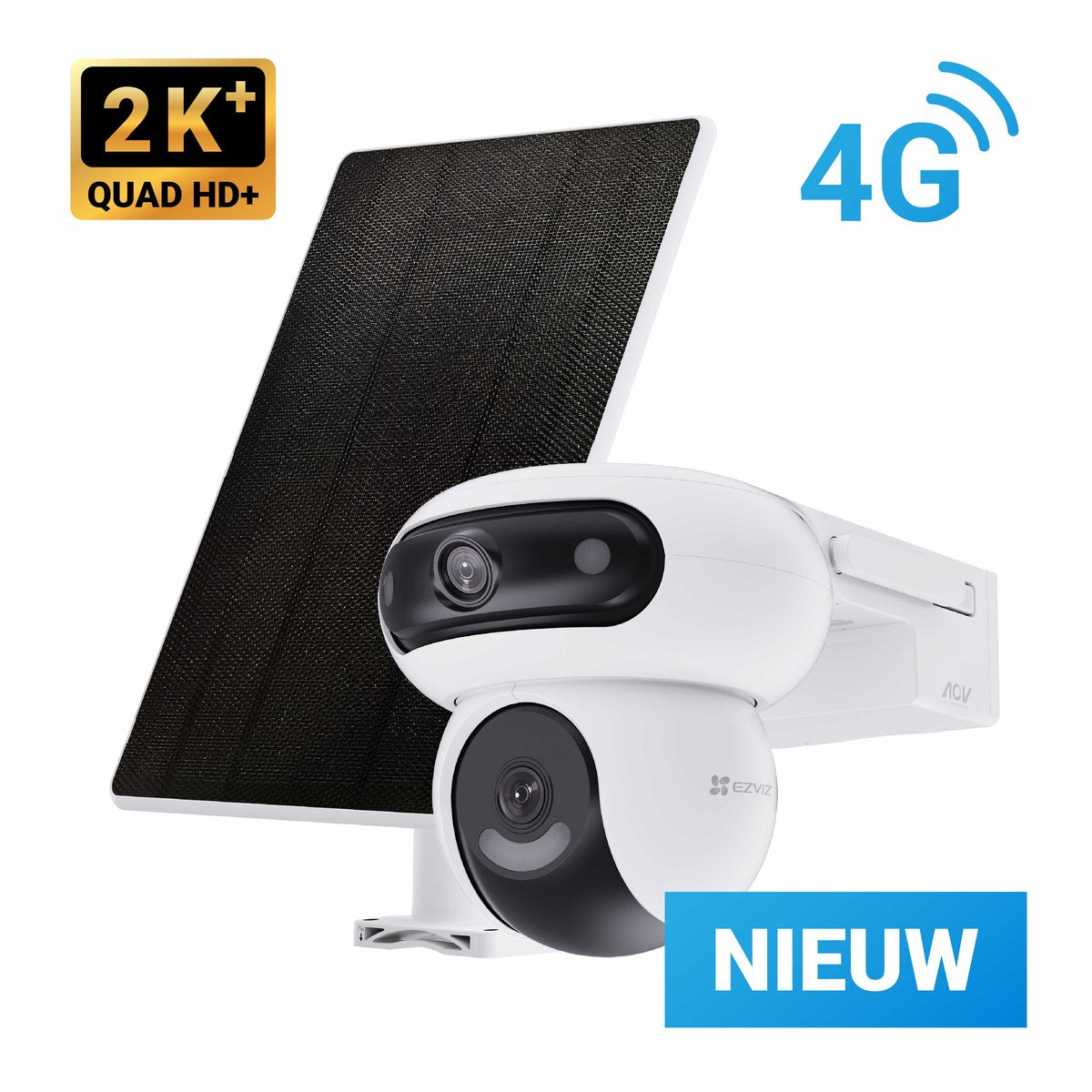 Kit Ezviz HB90X Dual 4G WiFi 6 – Caméra de sécurité 2K+ double objectif Panneau solaire 8 W – Pan-Tilt 360° – Suivi automatique de détection AI – Vision nocturne colorée – Sirène Spotlight – Pas de frais mensuels