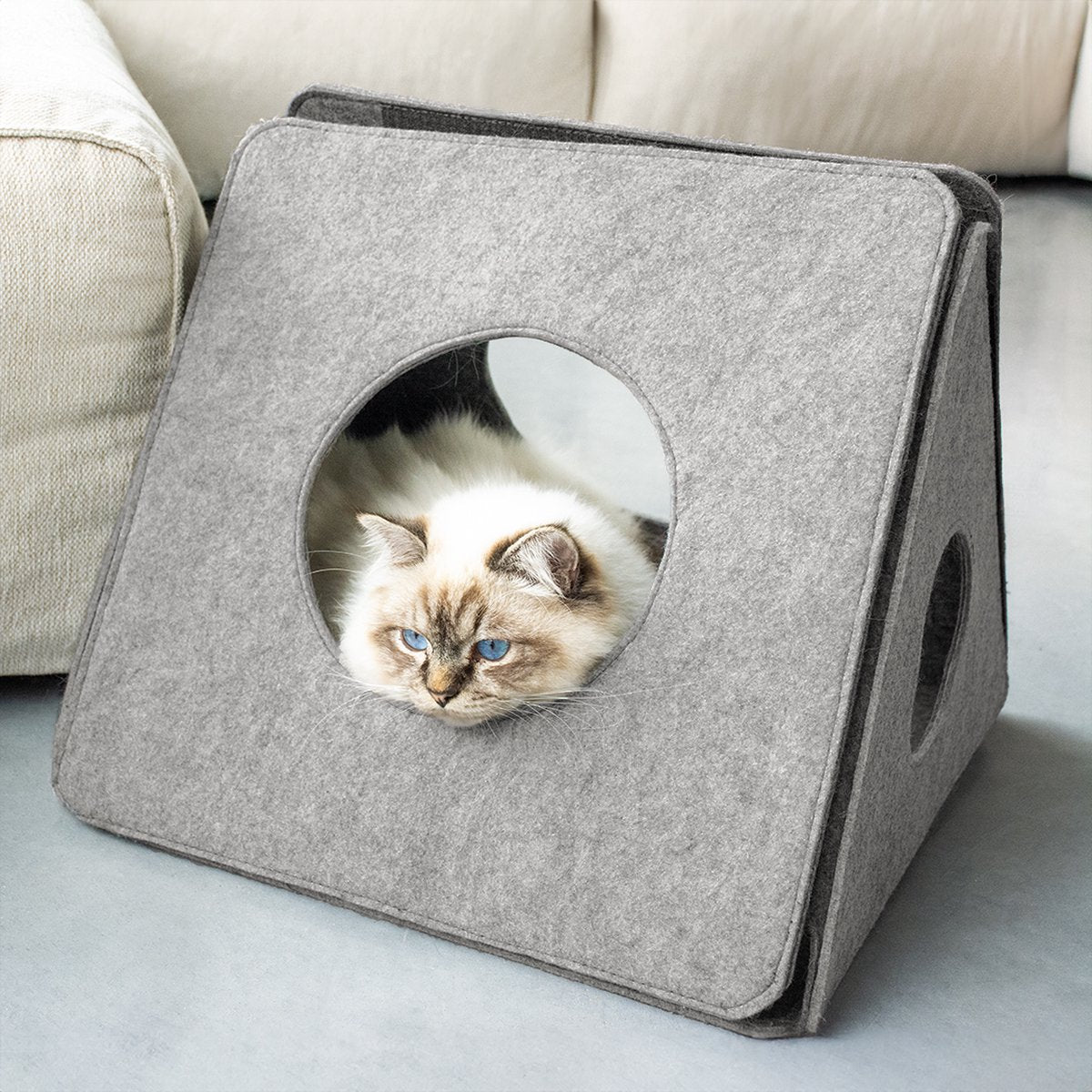 D d home alan - cabane en feutre 40x40x40cm gris