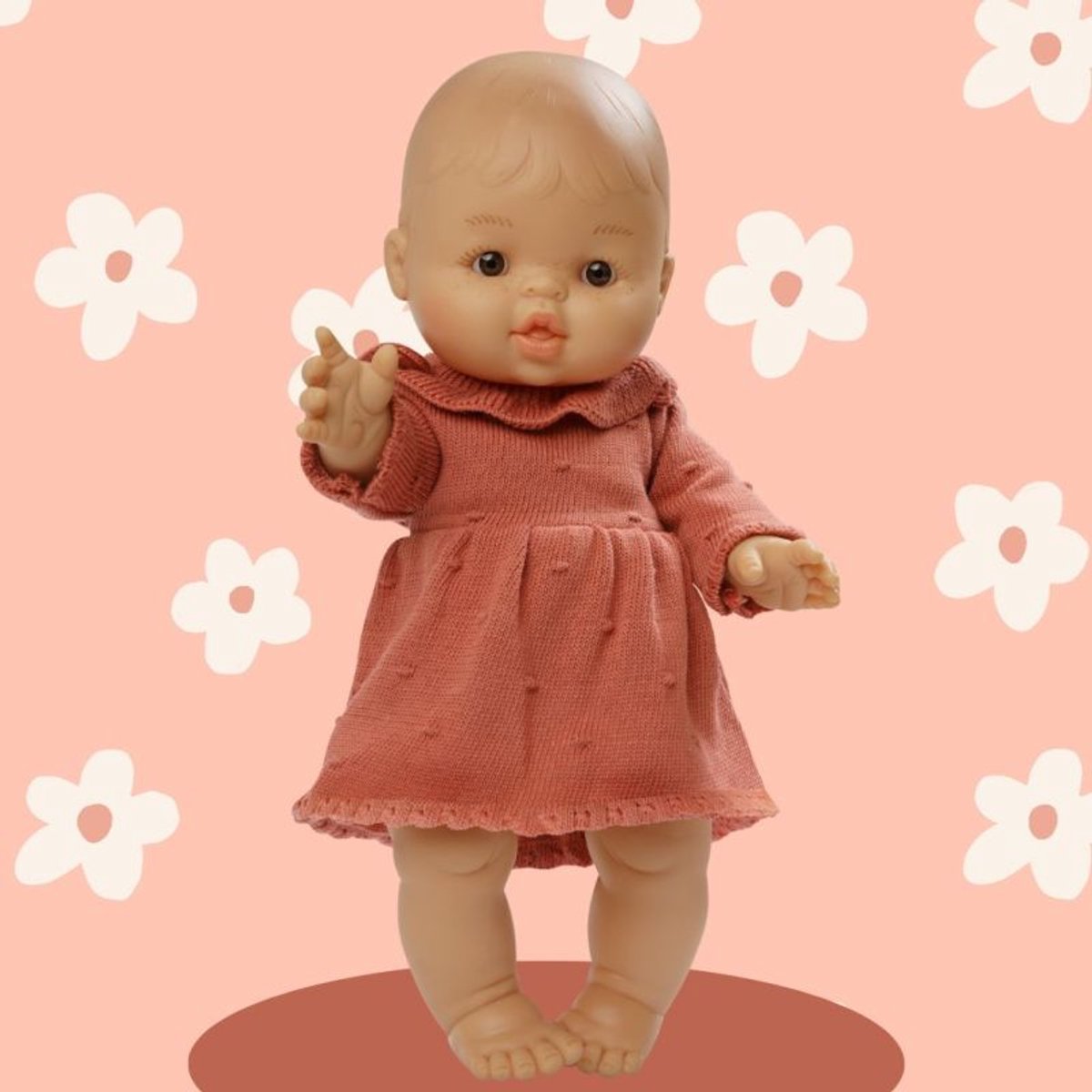 Robe en tricot pour poupées Heless pêche, 28-35 cm